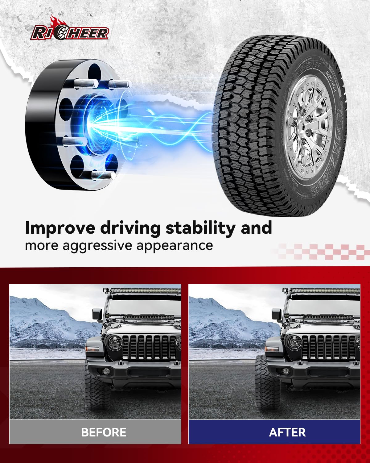 Richeer 5X5 Hubcentric Wheel Spacers For 2007-2017 Wrangler Jk Jku 1999-2009 Grand Cherokee Wj Wk 2006-2010 Commander Xk, 4Pcs 2