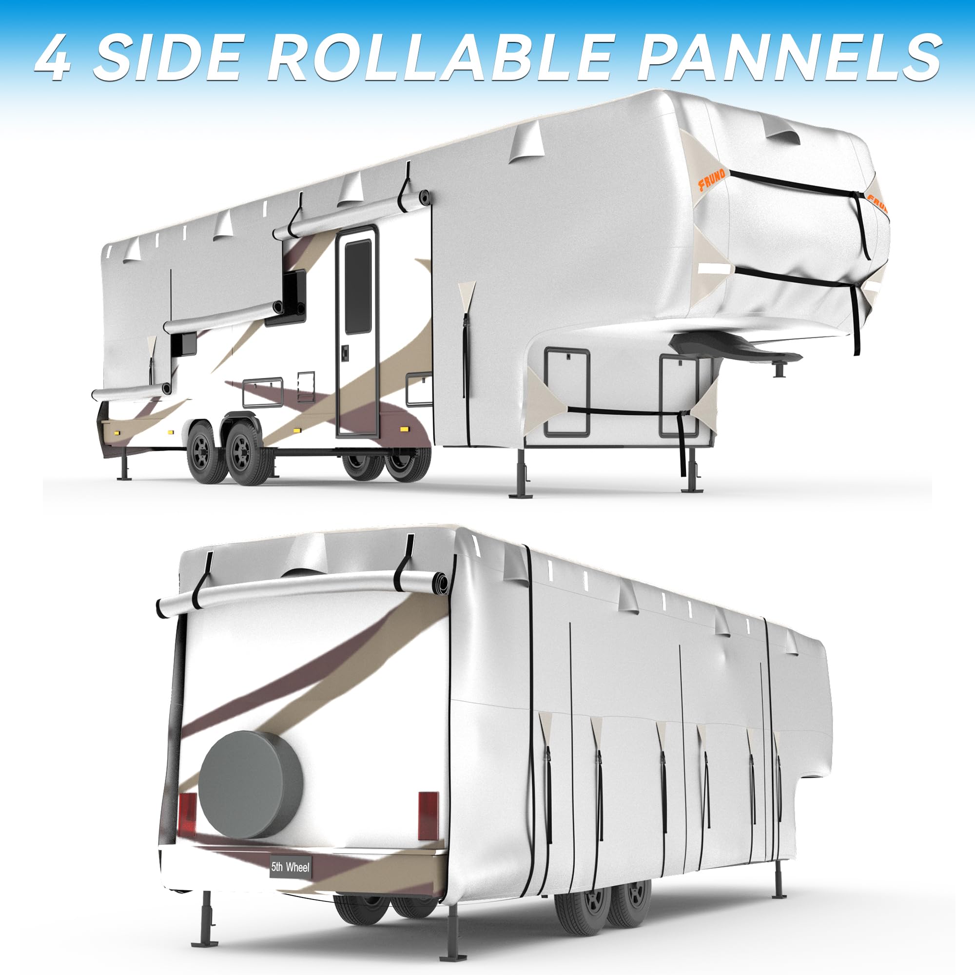 Fruno Oxford Fabric 5Th Wheel Rv Cover Fits 29'-33' Waterproof Rip-Resistant Anti-Uv Fifth Wheel Toy Hauler Camper Cover For Win