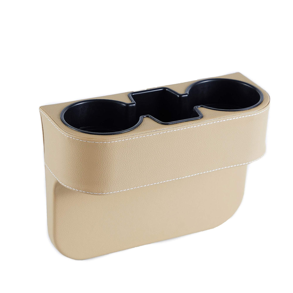 Iokone Coin Side Pocket Console Side Pocket Leather Cover Car Cup Holder Auto Front Seat Organizer Cell Mobile Phone Holder (Bei