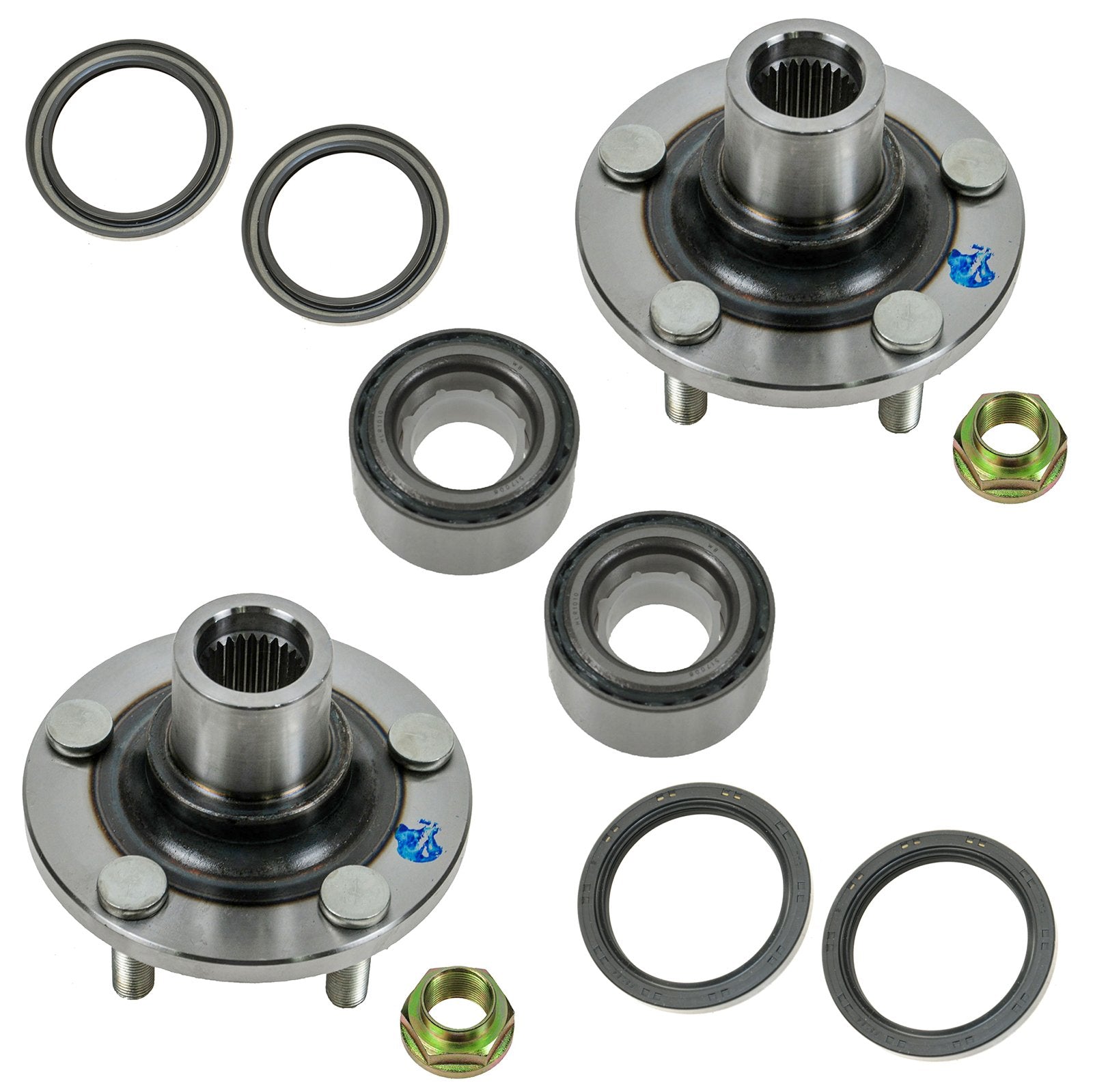TRQ Front Passenger Side Driver & Passenger Side Wheel Bearing & Hub Kit Compatible with 2003-2006 Subaru Baja 1999-2008 Foreste