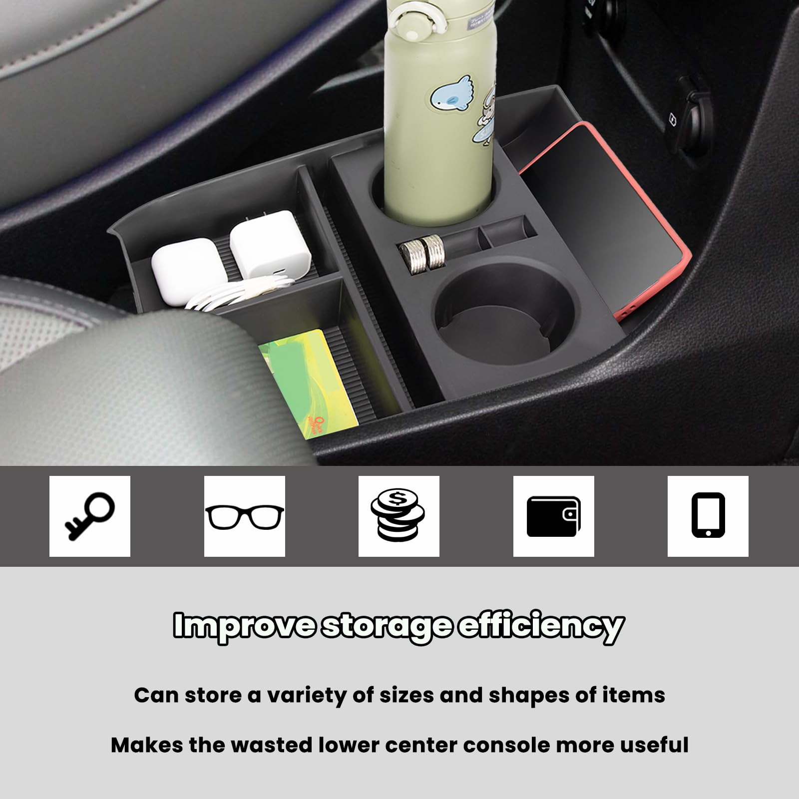 Neepiar Center Console Organizer Tray Compatible with Hyundai Palisade Storage Box Insert Tray Interior Accessories (2019-2024 L