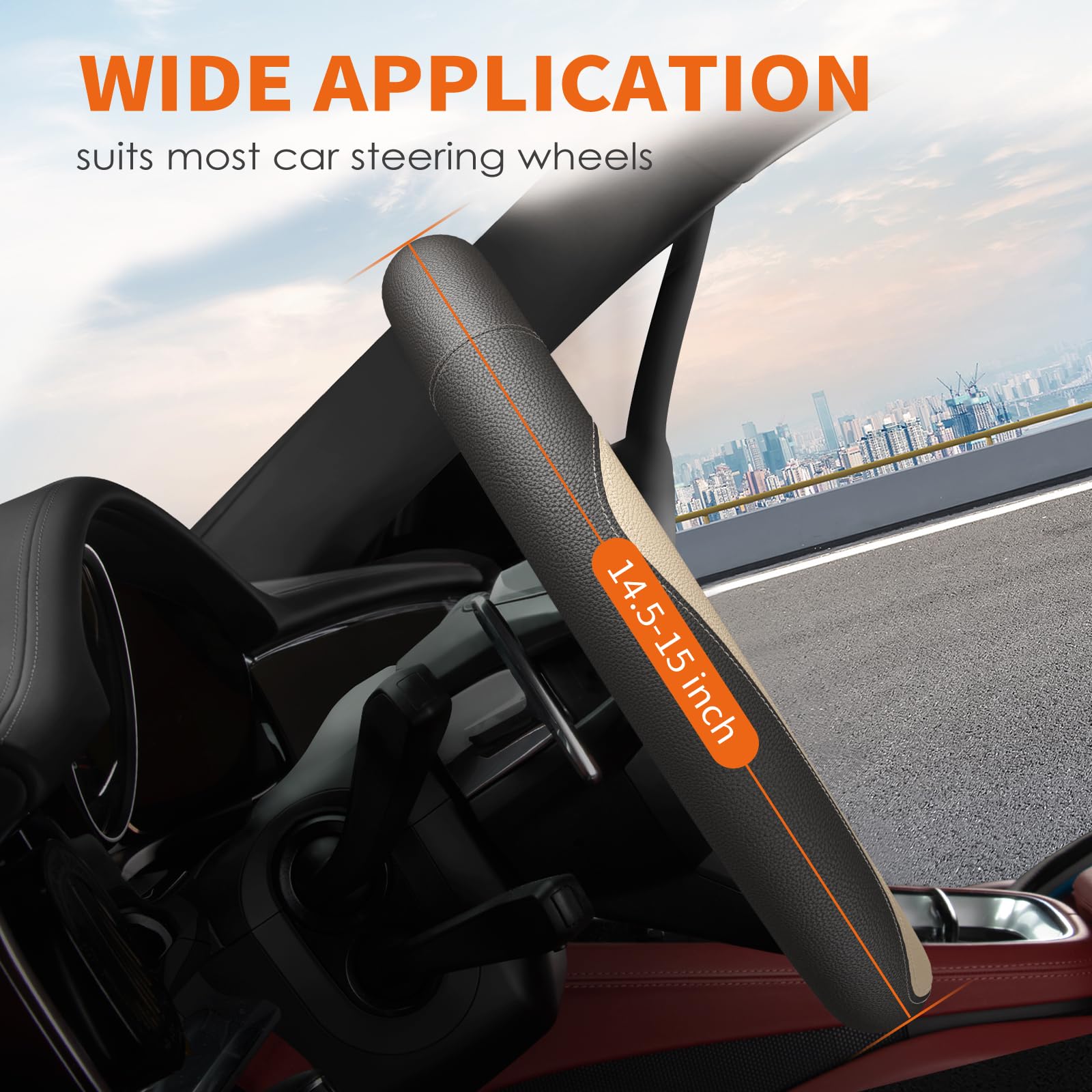 Hotor Car Steering Wheel Cover - Universal Car Accessory For Diverse Cars, Durable Leather Cover With Anti-Slip Lining, For Stee