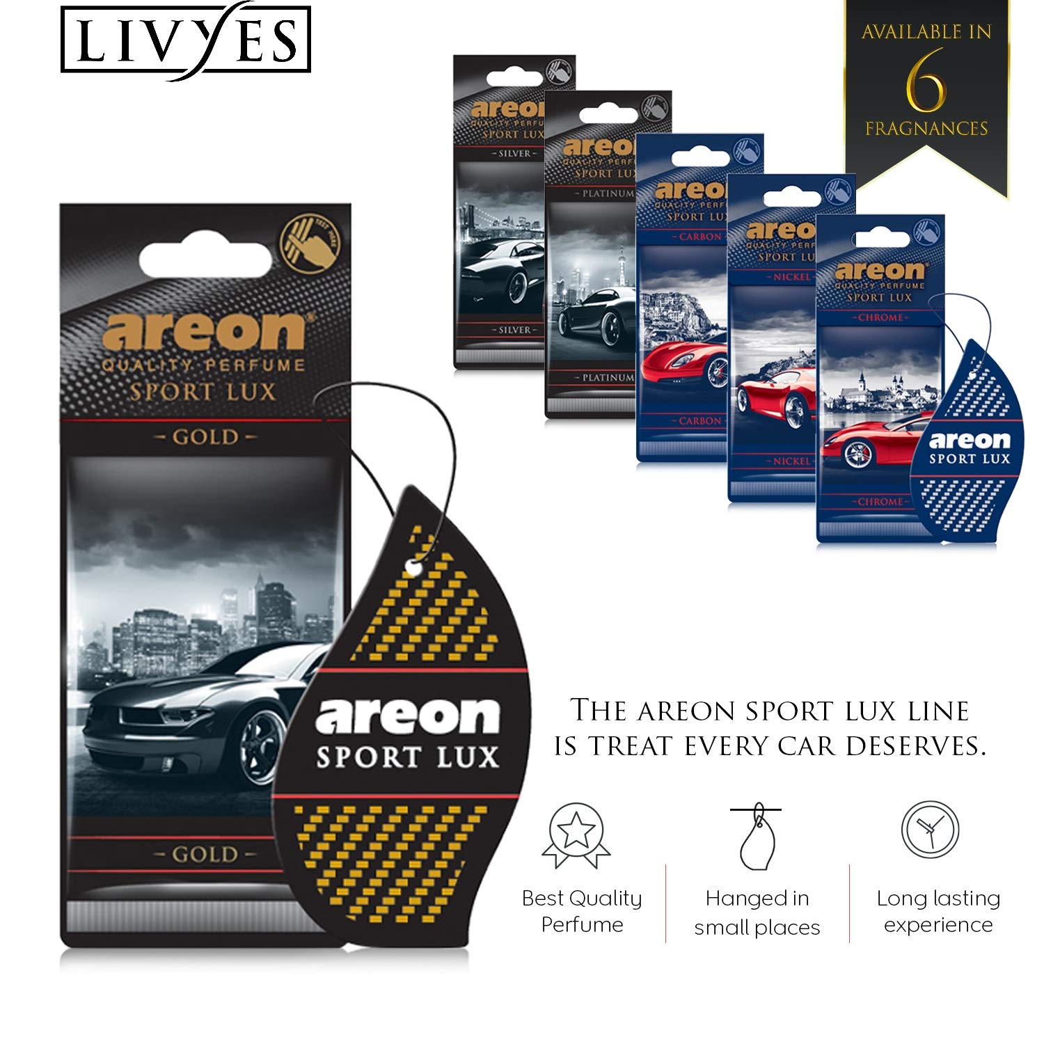 AREON Sport LUX SL03 Quality Perfume/Cologne Car Air Freshener, Platinum (Pack of 12)