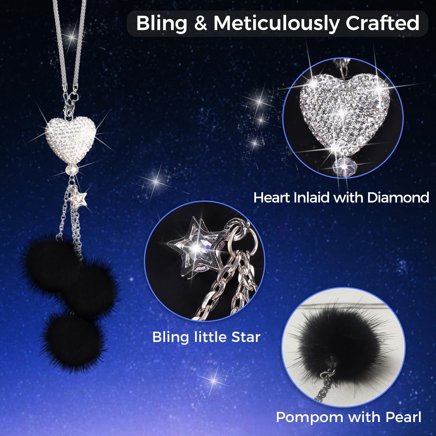 Bling Car Accessories Interior For Women - Girly Crystal Rearview Mirror Decor, Cute Rinestones Para Carro De Mujer, Car Mirror