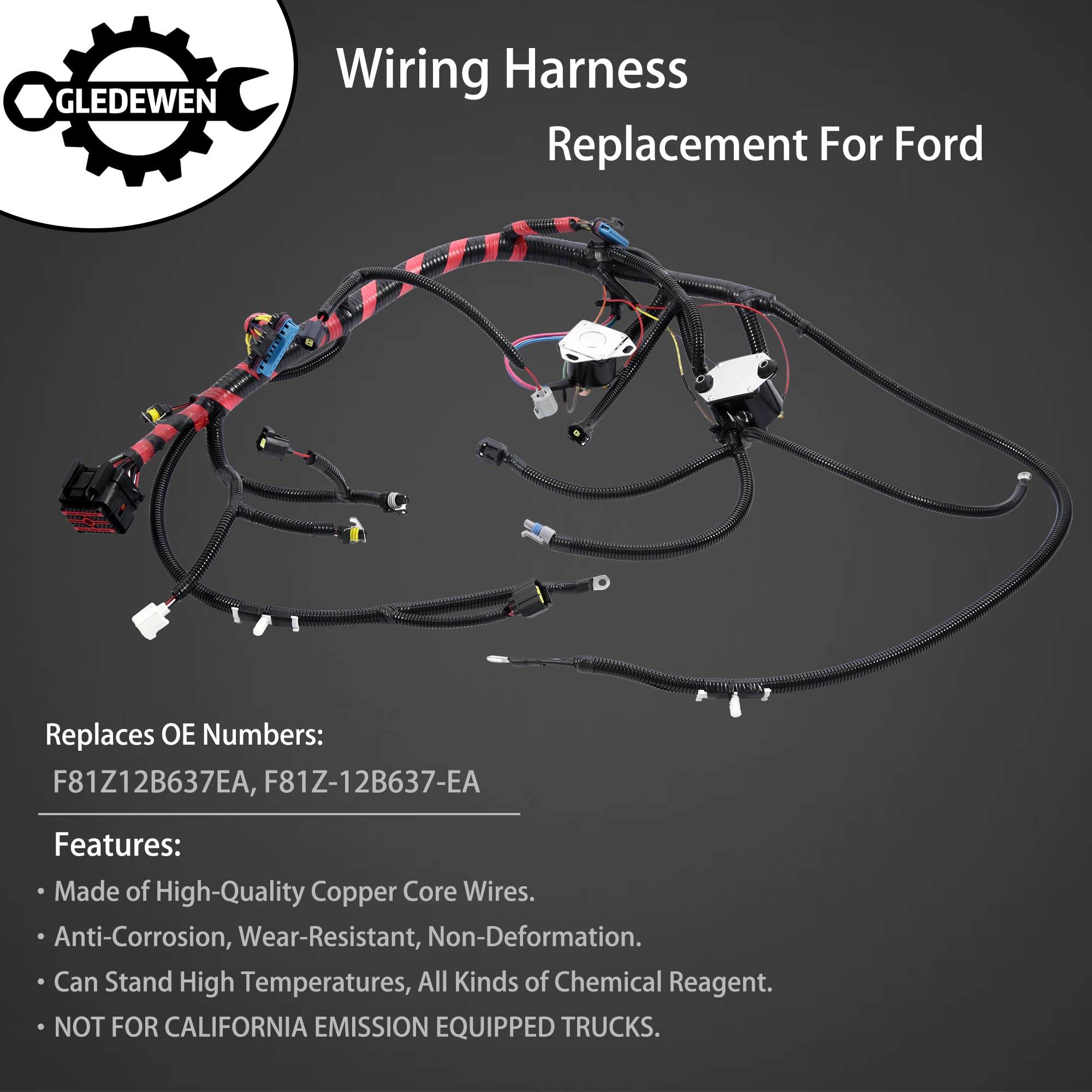 Engine Wiring Harness, Compatible with 1999 2000 2001 Ford F250 F350 F450 F550 Super Duty, 2000 2001 Ford Excursion with 7.3L Di