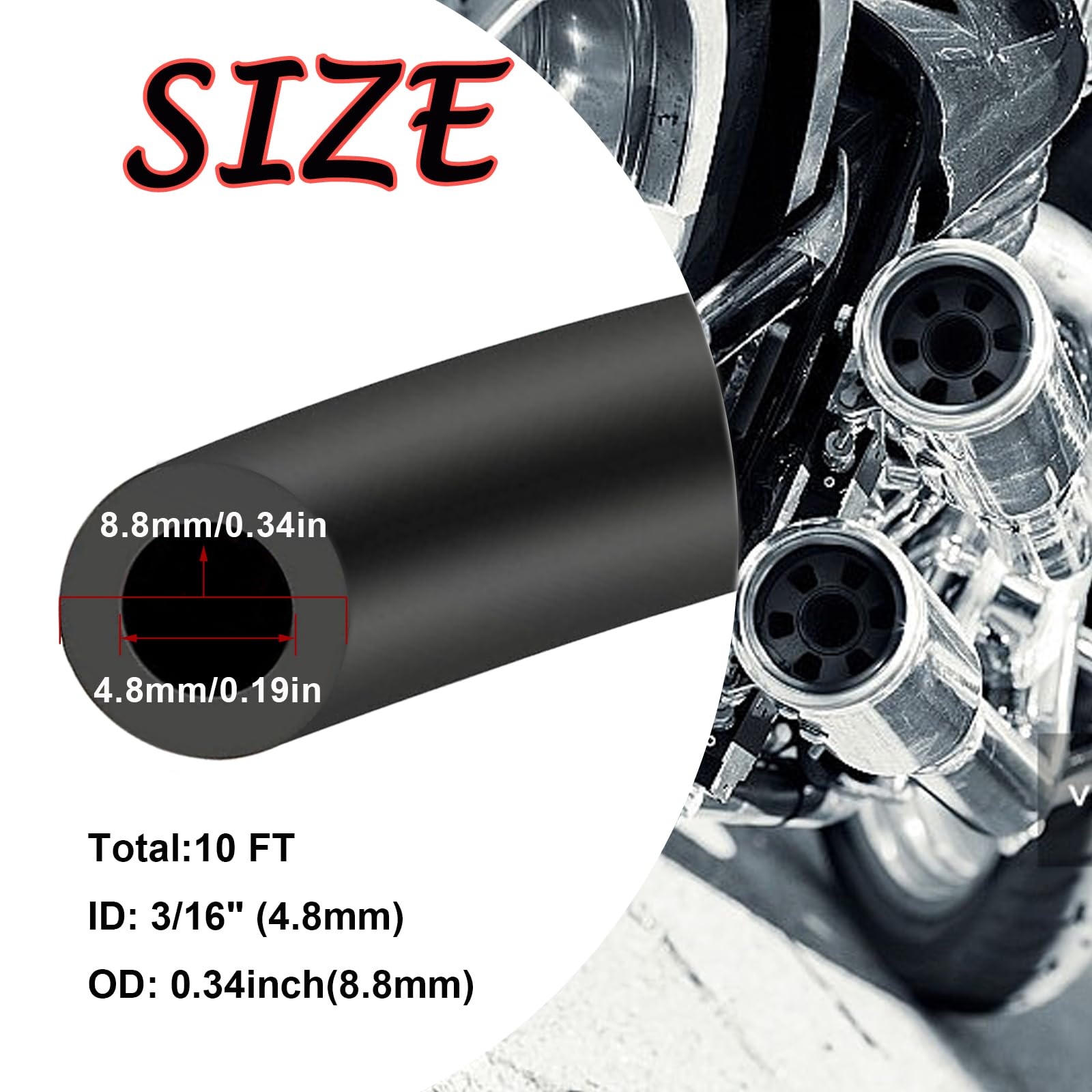 Tnisesm 1/4 Gas Fuel Line Hose With Clamps Valve & Filters Kit