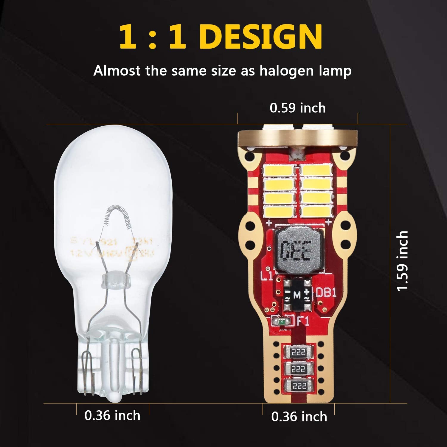 Phinlion 921 Led Bulbs For Backup Reverse Lights, 2600 Lumens Super Bright, 6000K White, 906 W16W T15 912 Led Back Up Bulb Or Interior Map Dome Replacement Lamp, Non-Polarity, Pack Of 2