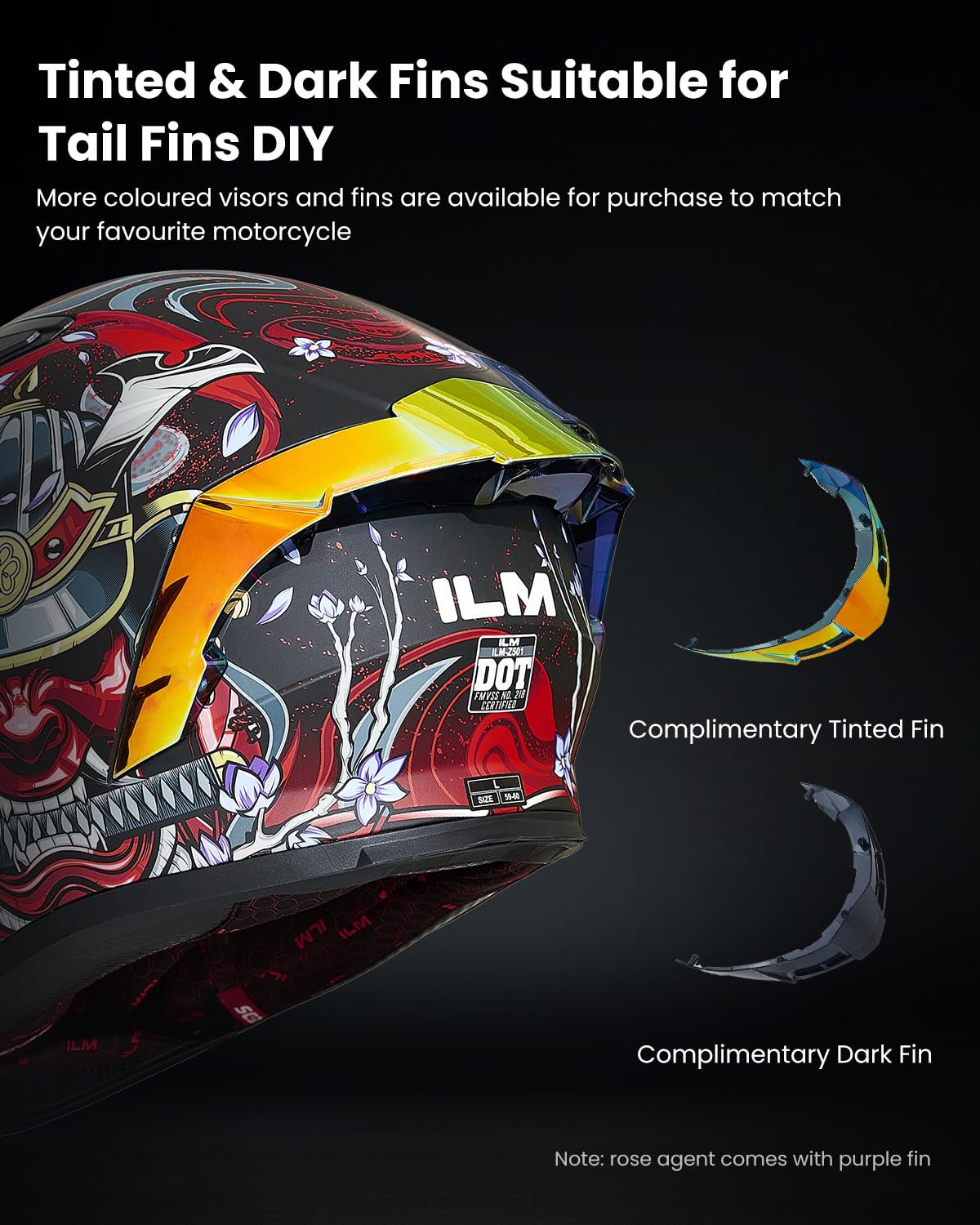 Ilm Motorcycle Helmet Full Face With Pinlock Compatible Clear&Tinted Visors And Fins Street Bike Motocross Casco Dot Model Z501(Armor Red, Medium)