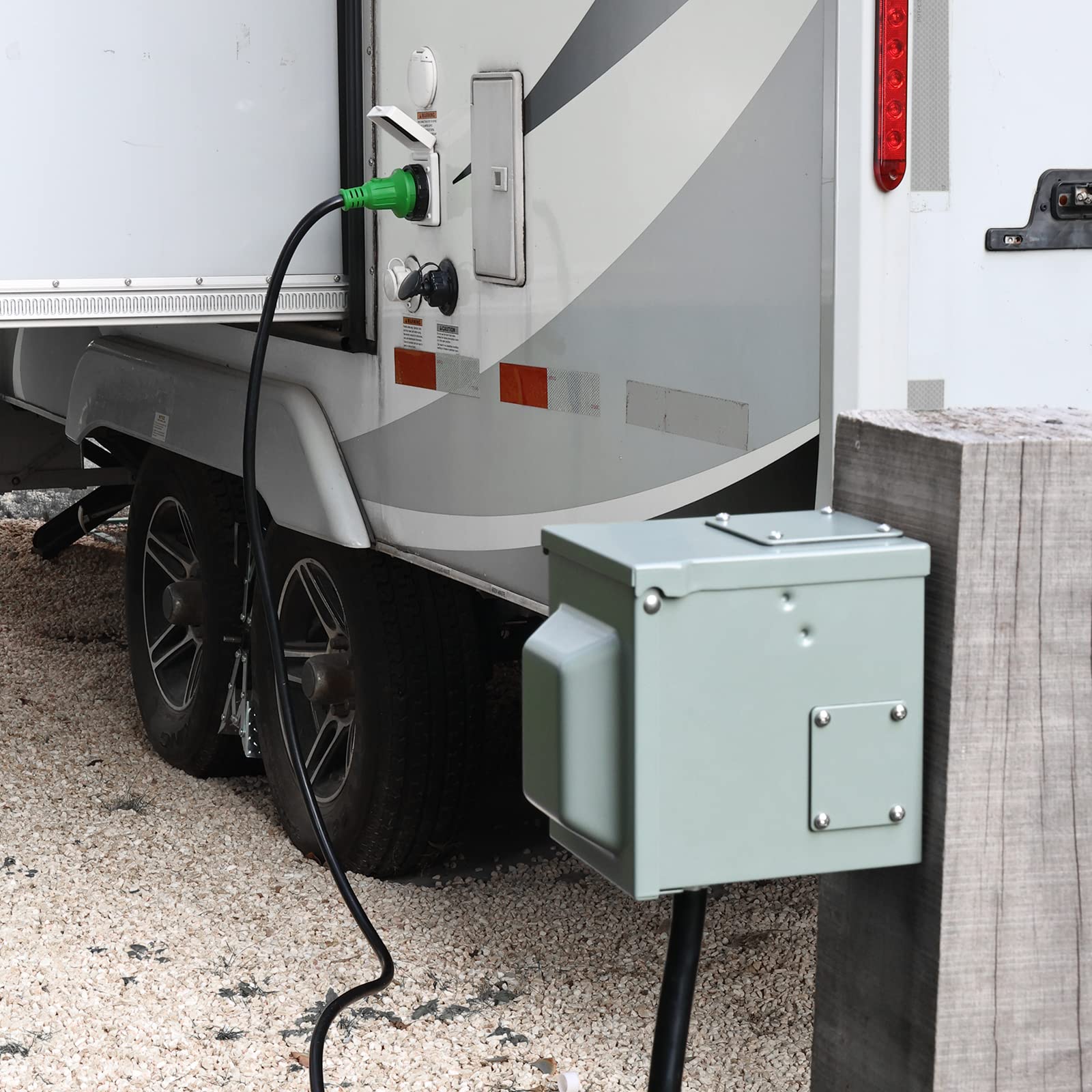 Rvguard 30 Amp 50 Foot Rv Power Extension Cord, Heavy Duty Stw Cord With Led Power Indicator And Cord Organizer, 30 Amp Male Standard To 30 Amp Female Locking Connector, Green, Etl Listed