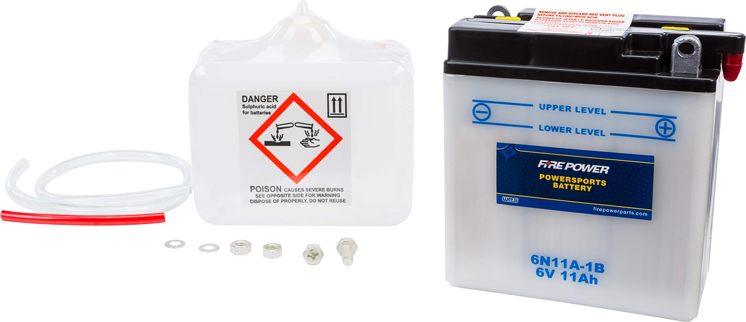 Wps Conventional 6V Standard Battery With Acid Pack 6N11A-1B