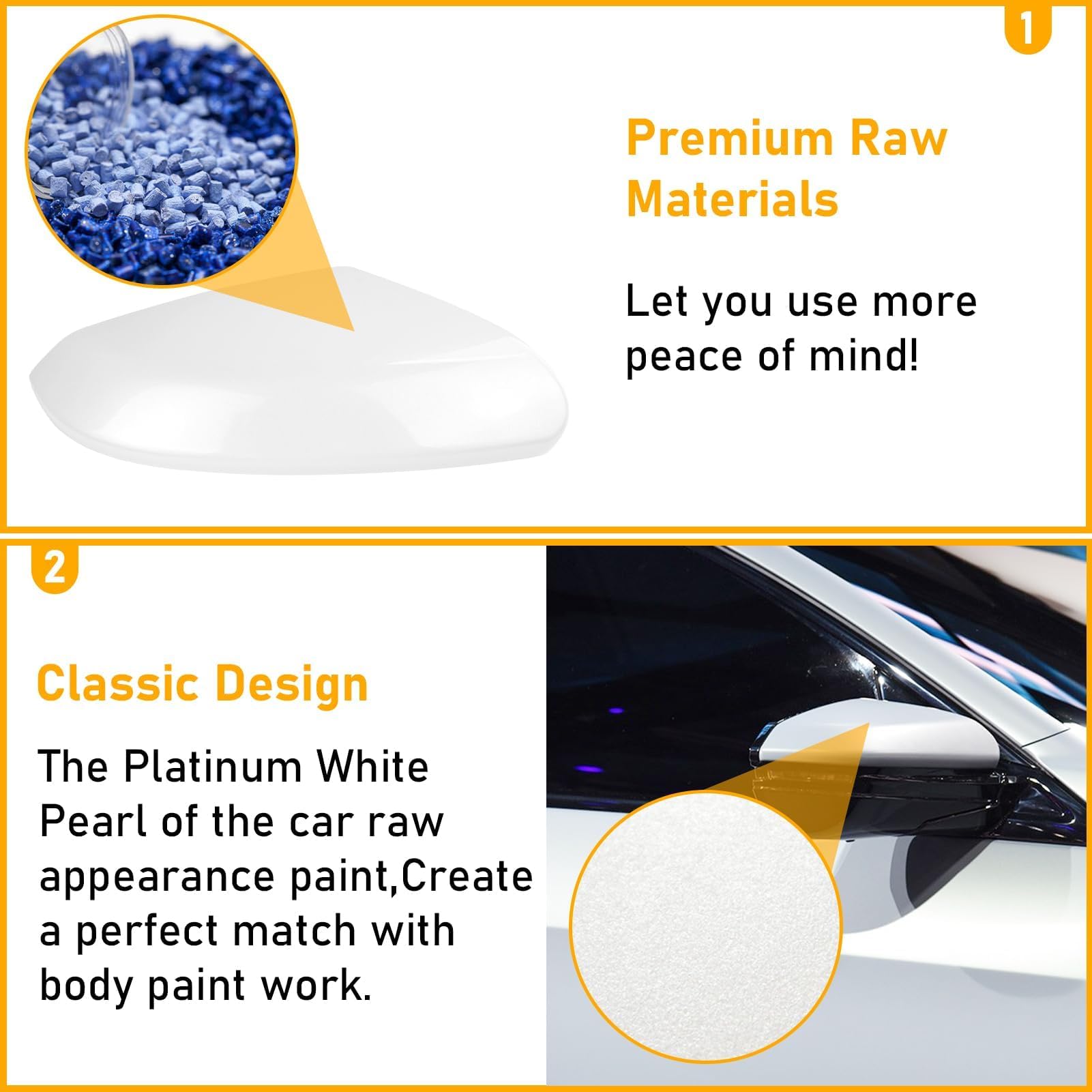 Moonlinks Compatible With 2016-2021 Honda Civic Side Mirror Cover Replacement,Platinum White Pearl Lh & Rh Side Door Rearview Mi