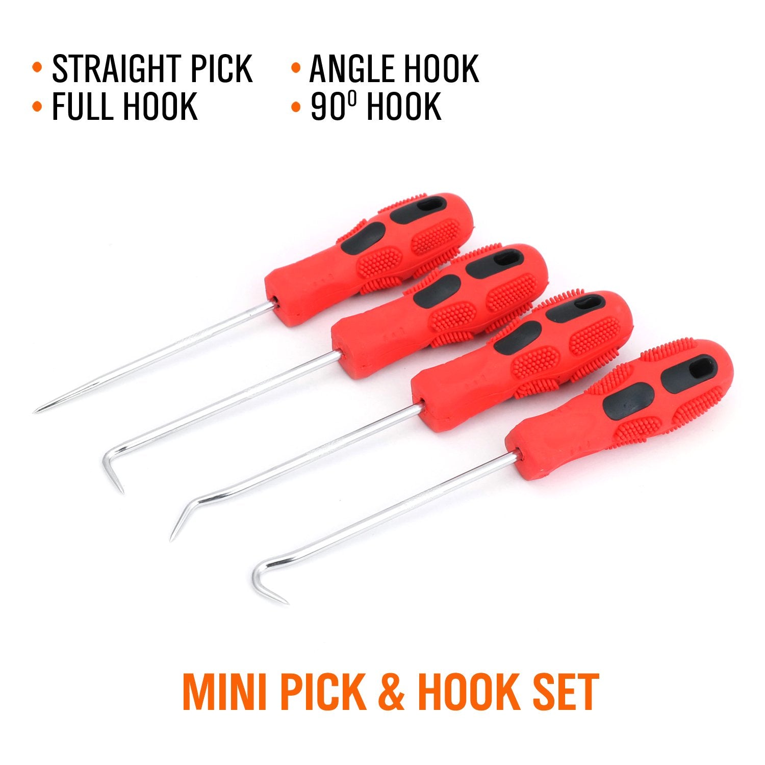 HORUSDY 4-Piece Precision Automotive Hook Set, Car Auto Oil Seal/O-Ring Seal Gasket Mini Precision Hooks Puller Remover