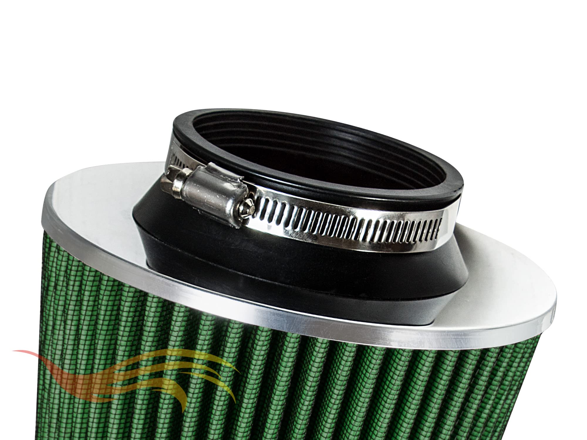 Green 2.75'' 70 Mm Inlet Cold Air Intake Cone Replacement Performance Washable Clamp-On Dry Air Filter