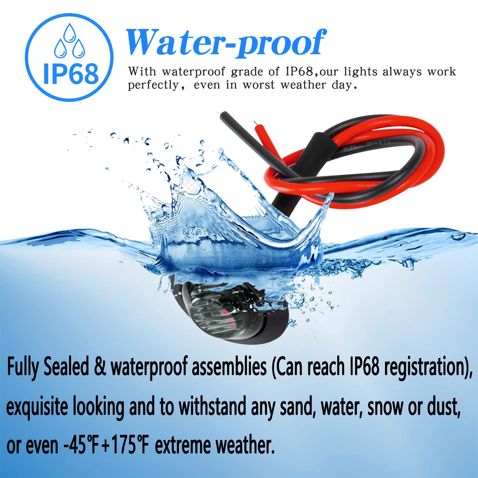 Keing 50Pcs 3/4 Inch Trailer Marker Lights Smoked Lens Red Led Side Marker Light Round Trailer Running Lights For Truck Rv Lorry