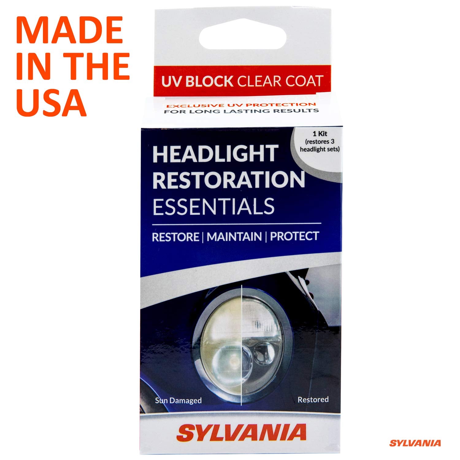 SYLVANIA Headlight Restoration Kit - UV Block Clear Coat, Surface Activator for Clearer Headlights - 1 Fl Oz
