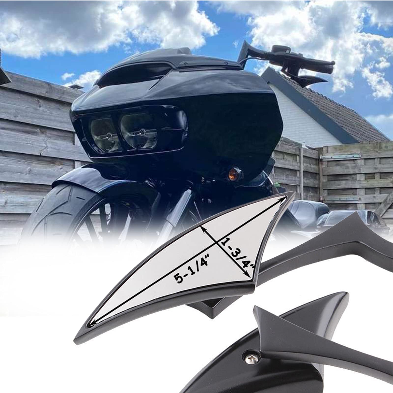 Black Universal Motorcycle Rearview Side Mirrors Compatible With Honda Kawasaki Suzuki Harley Bolt (Black-Harley)