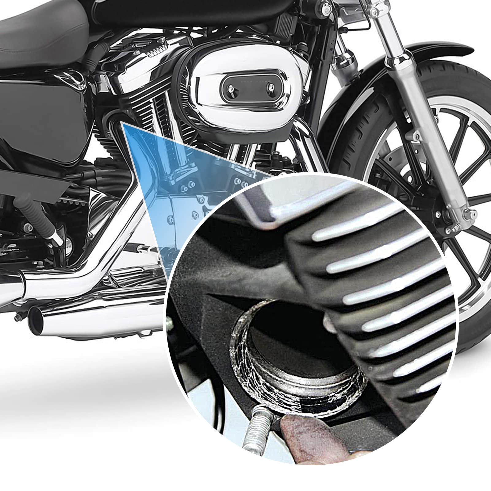 Mofun Exhaust Gasket Kit Harley Exhaust Flange Compatible With 1984-2023 Harley Big Twin Sportster Touring Softail Dyna,Steel Me