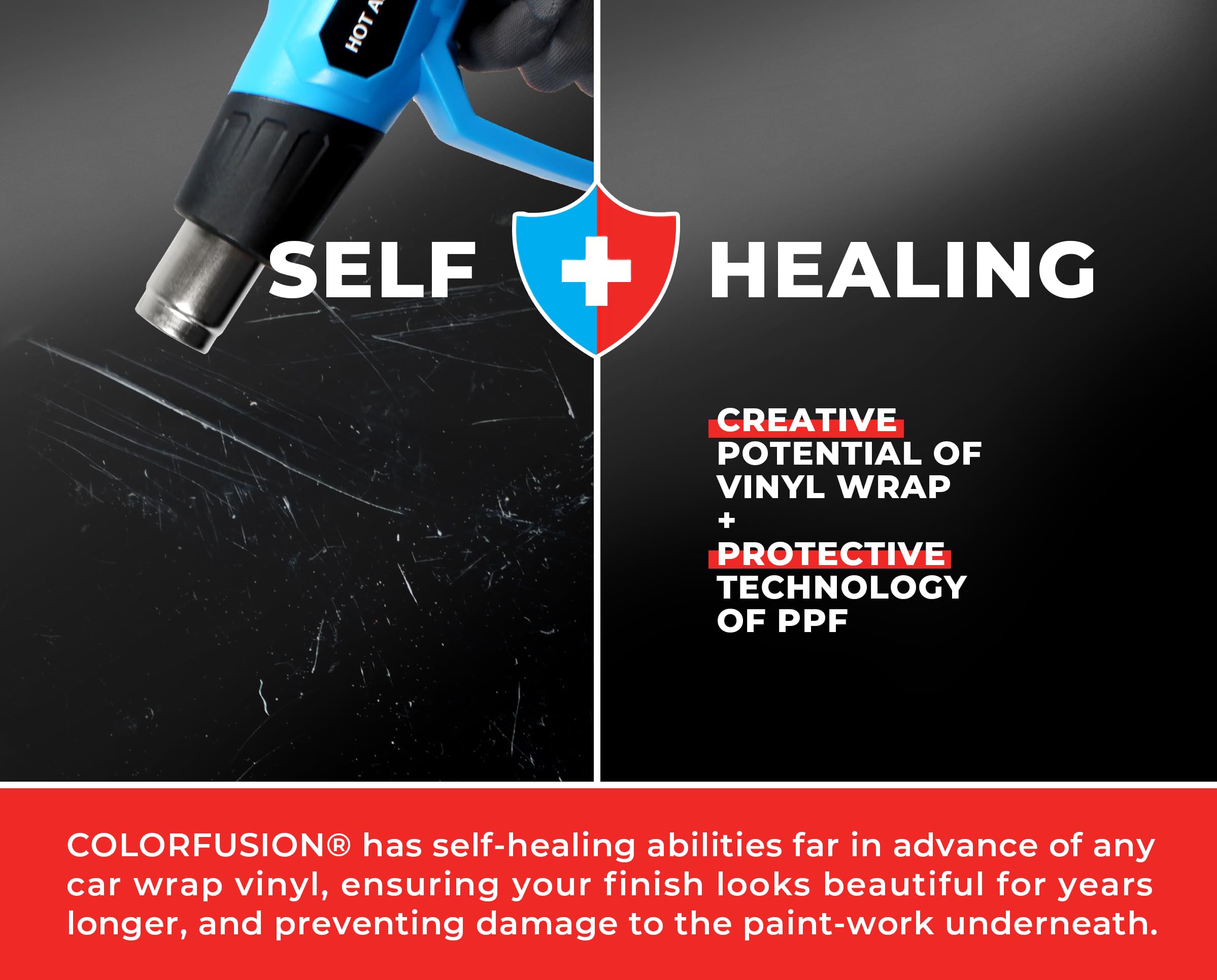 Colorfusion Ppf By Vvivid, Matte Black Dry Apply Ppf Vinyl Car Wrap Roll 10Ft X 5Ft