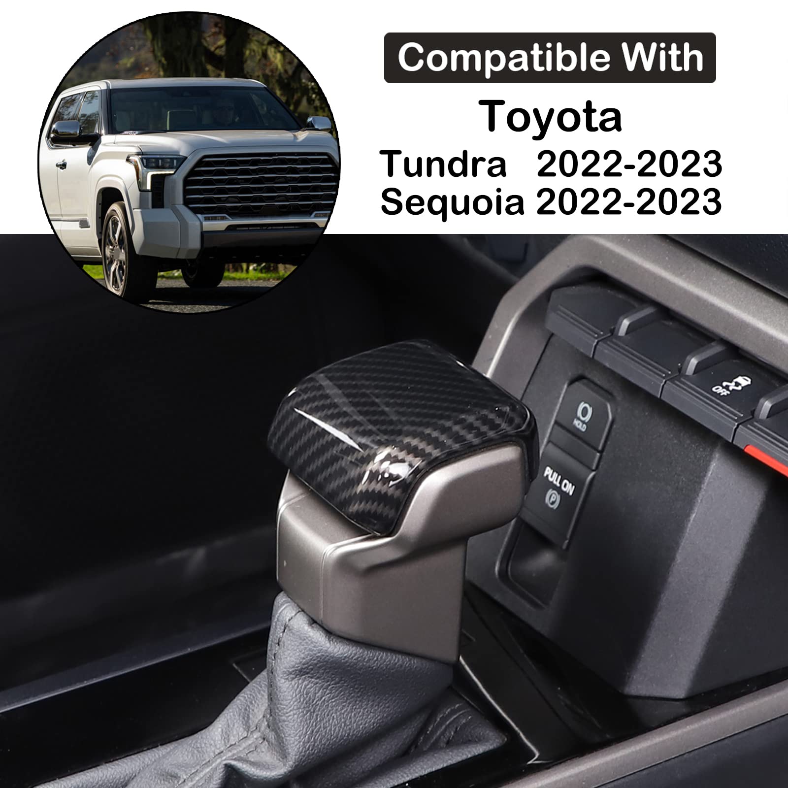 Car Shifter Gear Hand Brake Trim Cover Compatible with Toyota Tundra/Sequoia 2022-2024 Tacoma 2024 Center Console Gear Shift Hea