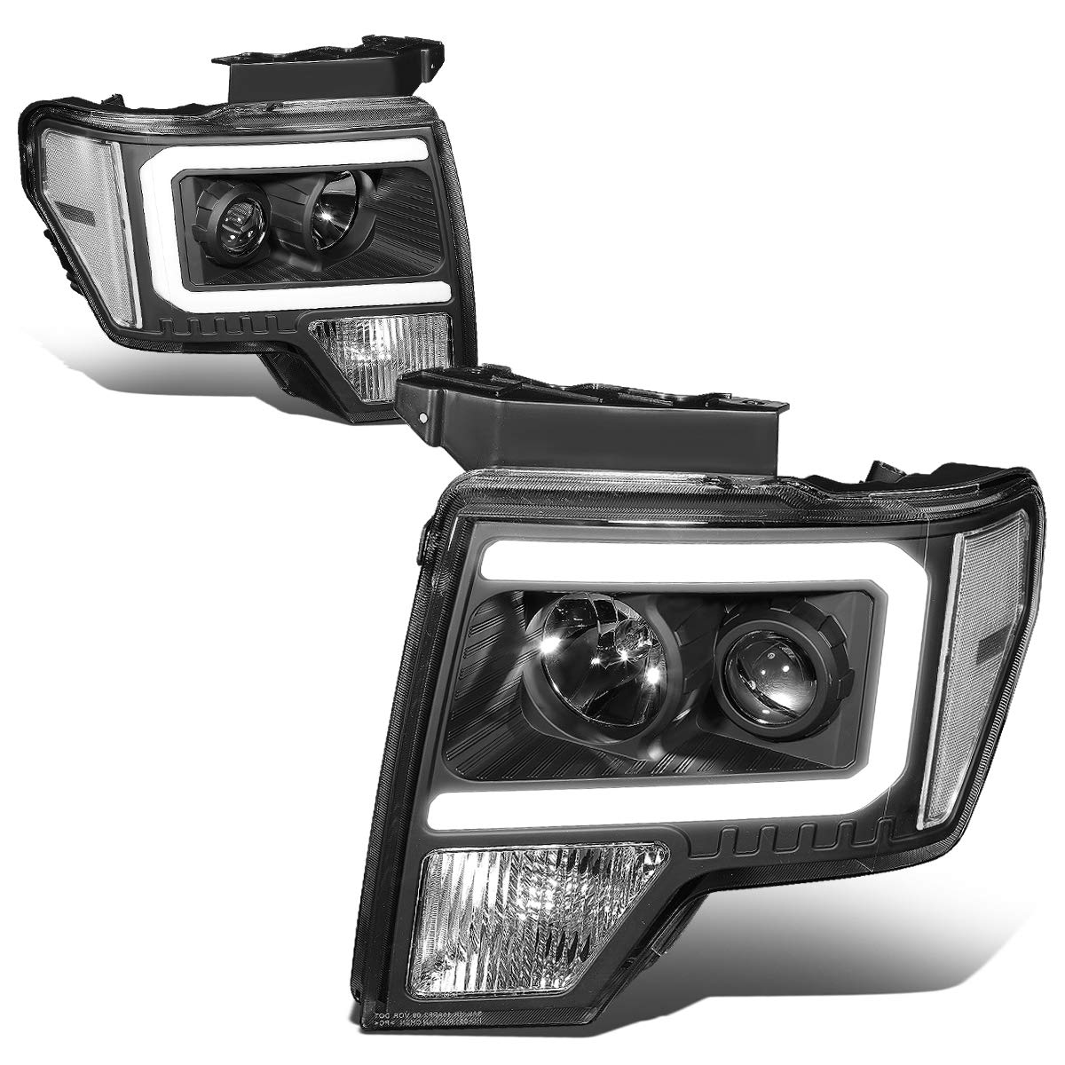 Dna Motoring Hl-Lb-F15009-Bk-Cl1 Pair Led Drl Projector Headlight Lamp Replacement For 09-14 Ford F-150, Black/Clear