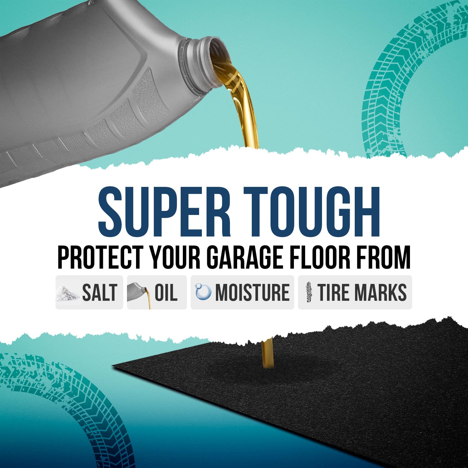 Itsoft Garage Floor Mat For Under Car 3X2.5 Feet, Oil Spill Mat & Mechanic Pad, Oil Drip Pan, Absorbent, Washable, Non Slip & Wa