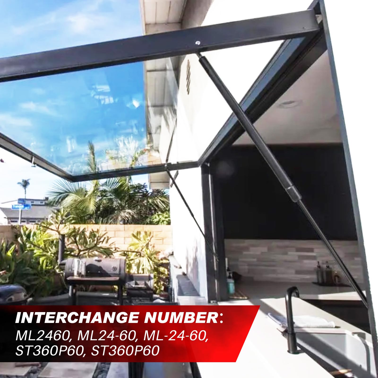 ML2460 36 Inch 60Lb/267N Gas Struts Spring Shock Lift Support for Tonneau Cover Heavy Duty RV Bed TV Cabinet Floor Hatch Storage