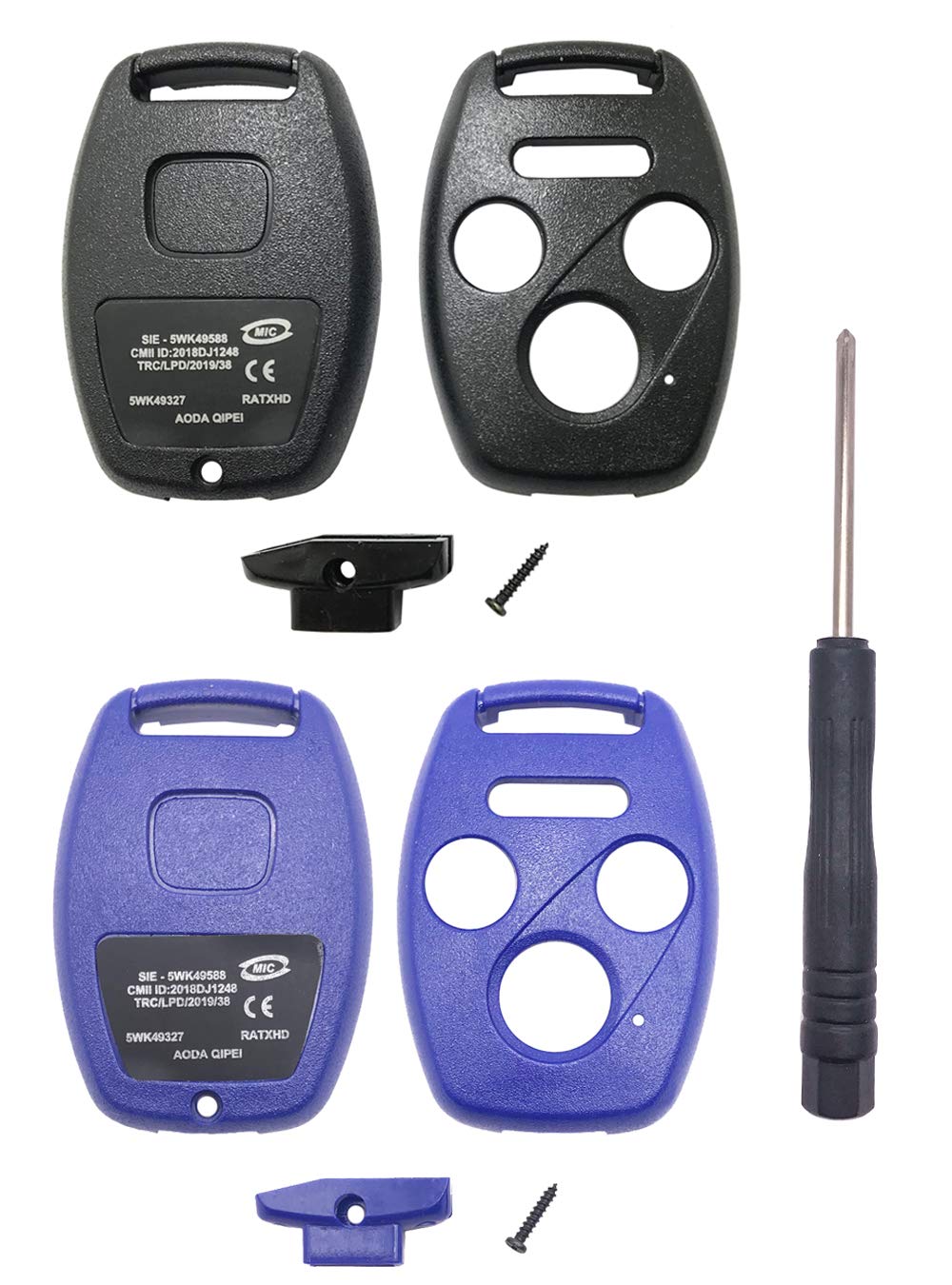 Horande 3+1 Buttons Key Fob Case Cover fits for Honda 2003-2012 Accord 2006-2013 Civic EX 2009-2015 Pilot 2005-2006 CR-V Keyless
