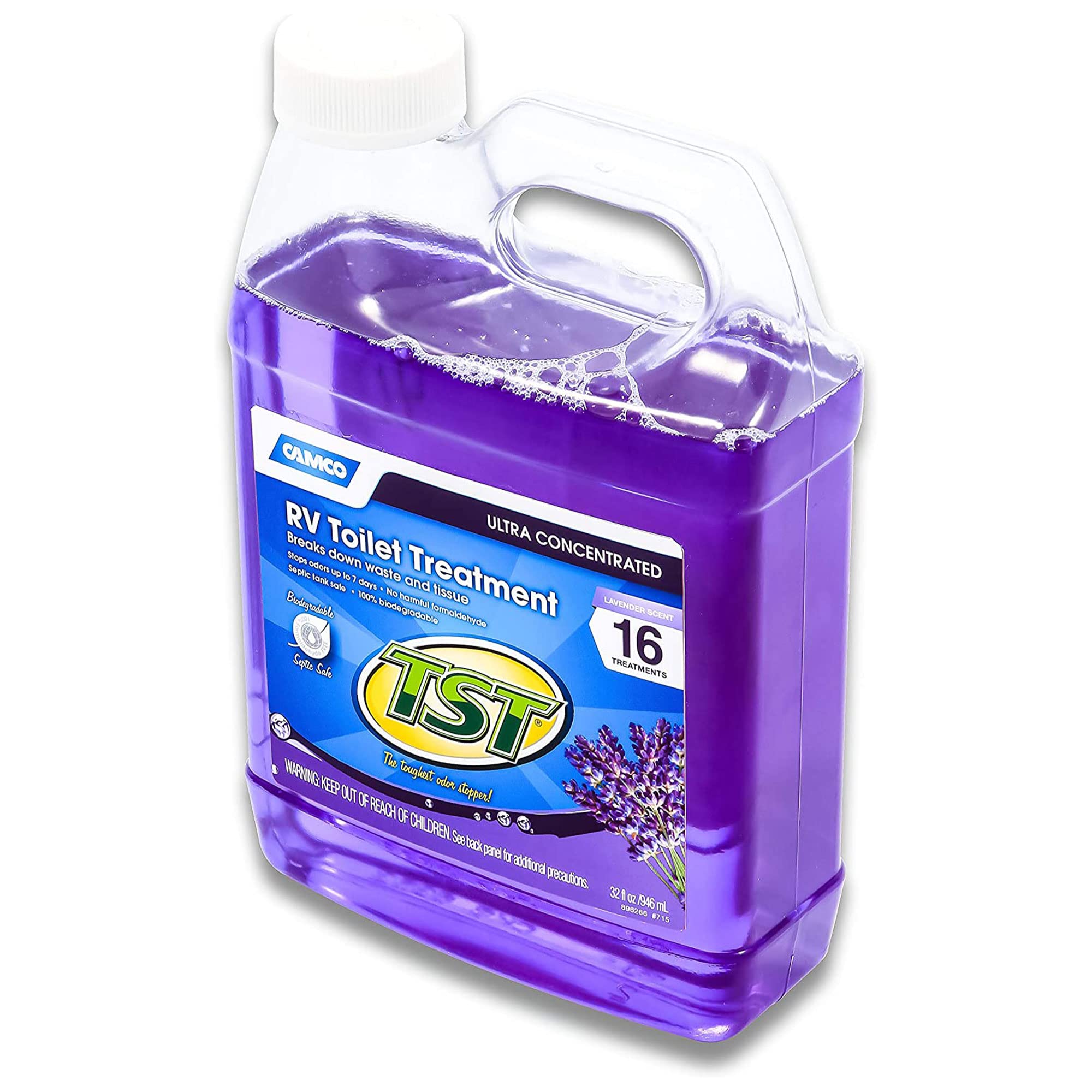 Camco TST Blue Enzyme RV Toilet Treatment Breaks Down with Septic Safe Formula and Clean Scent for RV Sewer Chemicals and Cleane