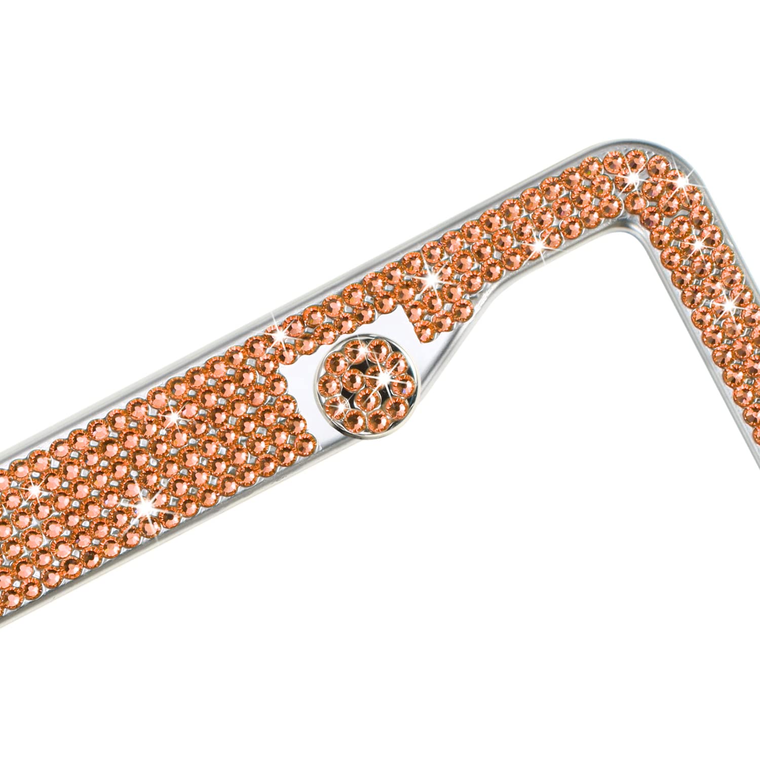 Tzarrot Bling License Plate Frame For Men And Women, Champagne Diamond Rhinestone License Plate Frame Bling Car Accessories For