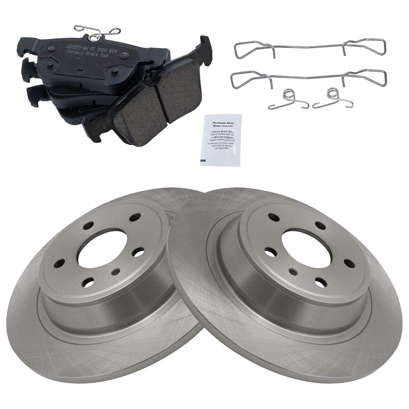 TRQ Rear Premium Posi Ceramic Brake Pad & Rotor Kit for Ford Fusion Lincoln MKZ