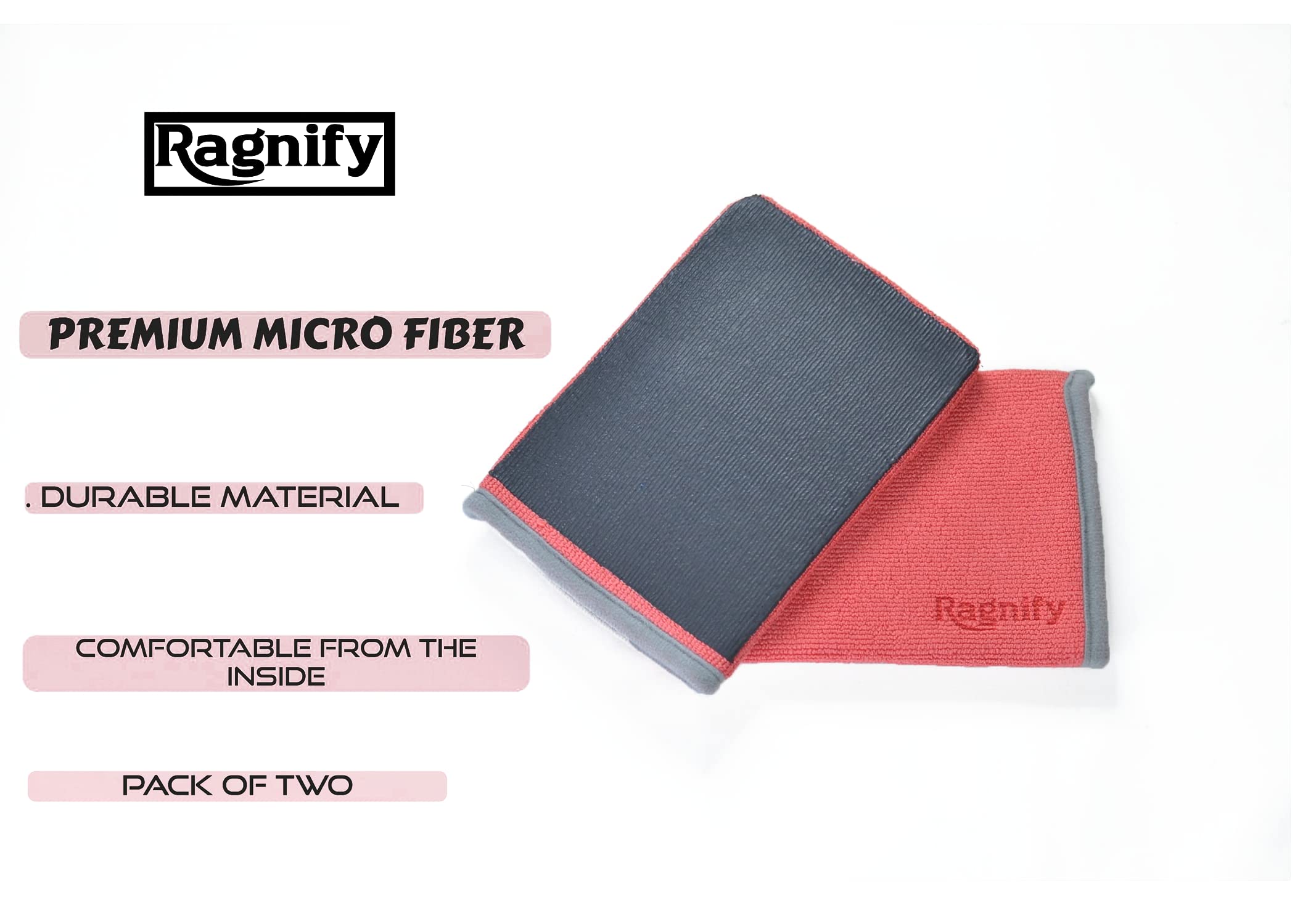 Ragnify Pack Of 2 Clay Mitt Auto Detailing Medium Grade Clay Bar Alternative Mitt For Flawless Removal Of Surface Bonded Micro C