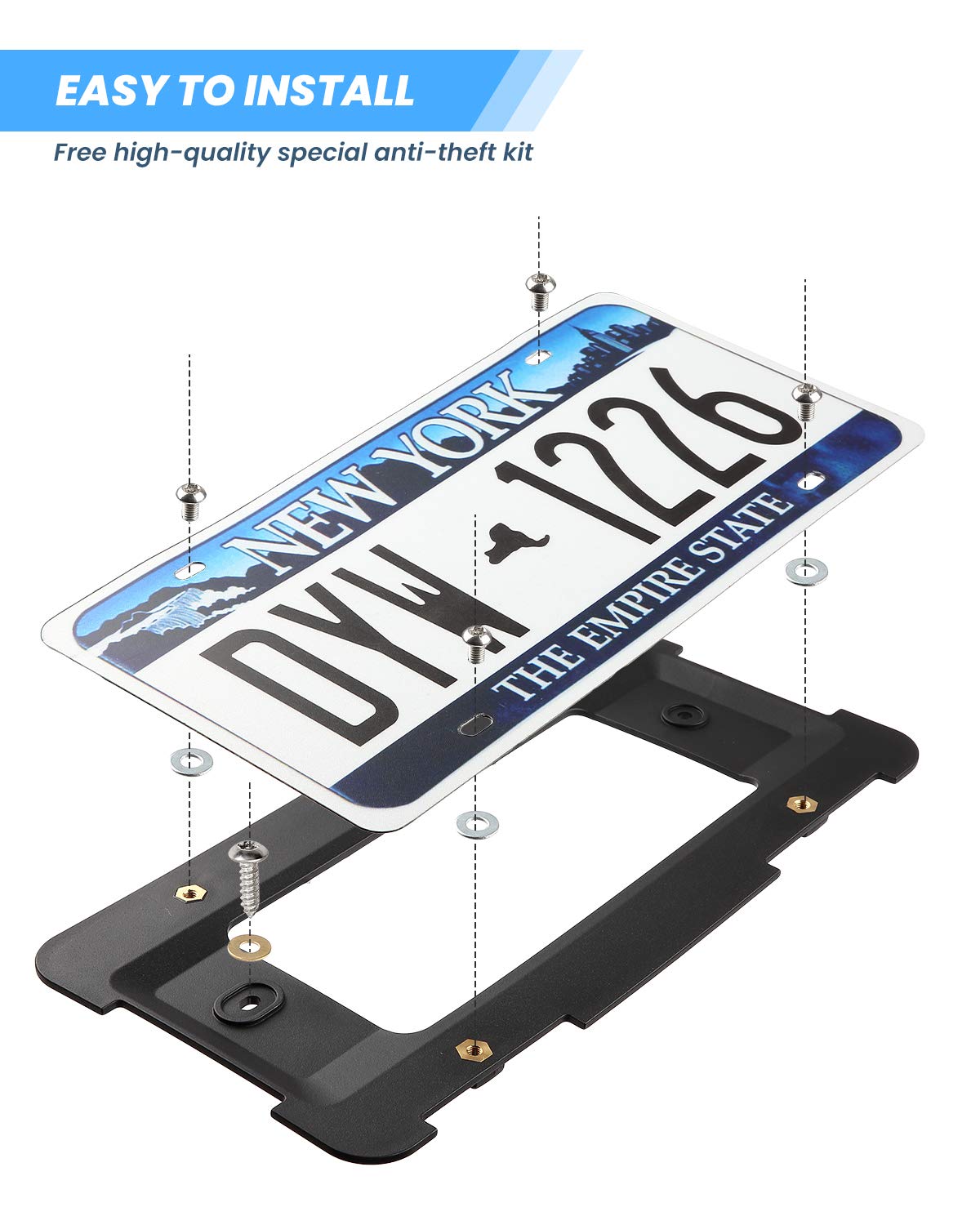Joytutus Rear License Plate Frame Holder Compatible With Bmw 2005-2023 1 2 3 4 5 6 X Series 2002-2019 Mini Cooper 51187160607&511882380615&5118823806, License Plate Frame Mount Car Accessories
