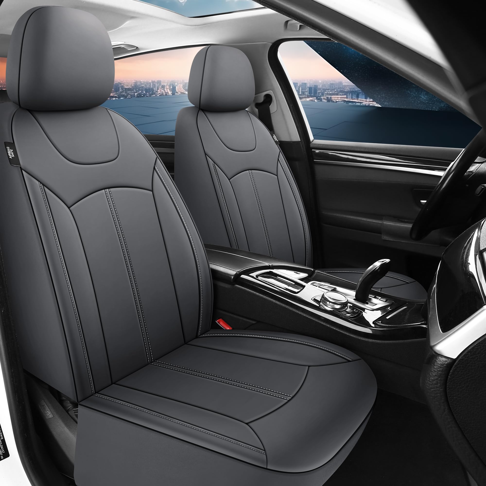 Pariiaotin Premium Leather Car Seat Covers Full Seats, Waterproof Front Seat Covers And Split Rear Bench Seat Covers For Cars,Un