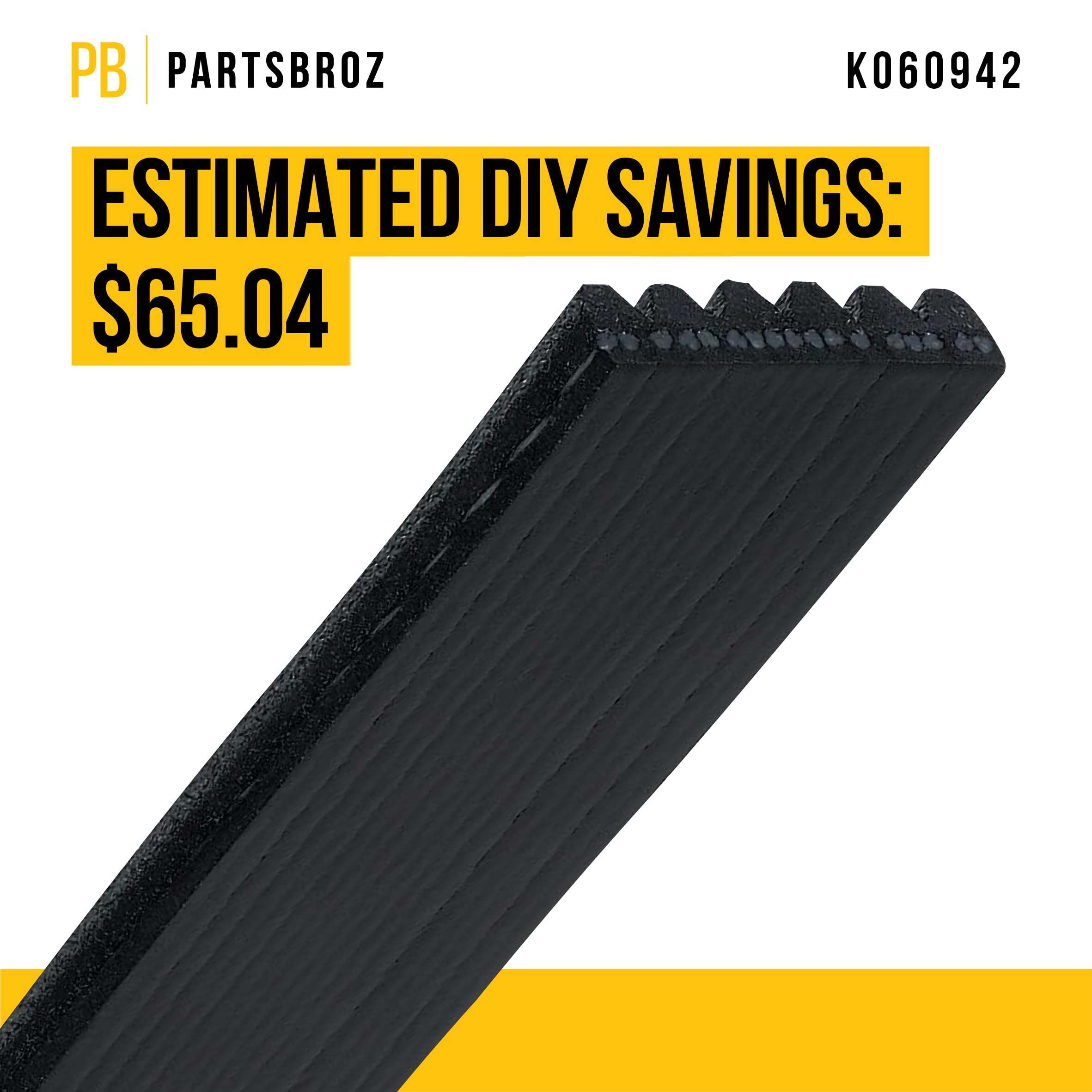 Partsbroz K060942 Micro-V Serpentine Drive Belt - Compatible With Gates Dayco Bando Acdelco Goodyear Continental Masterpro - Rep