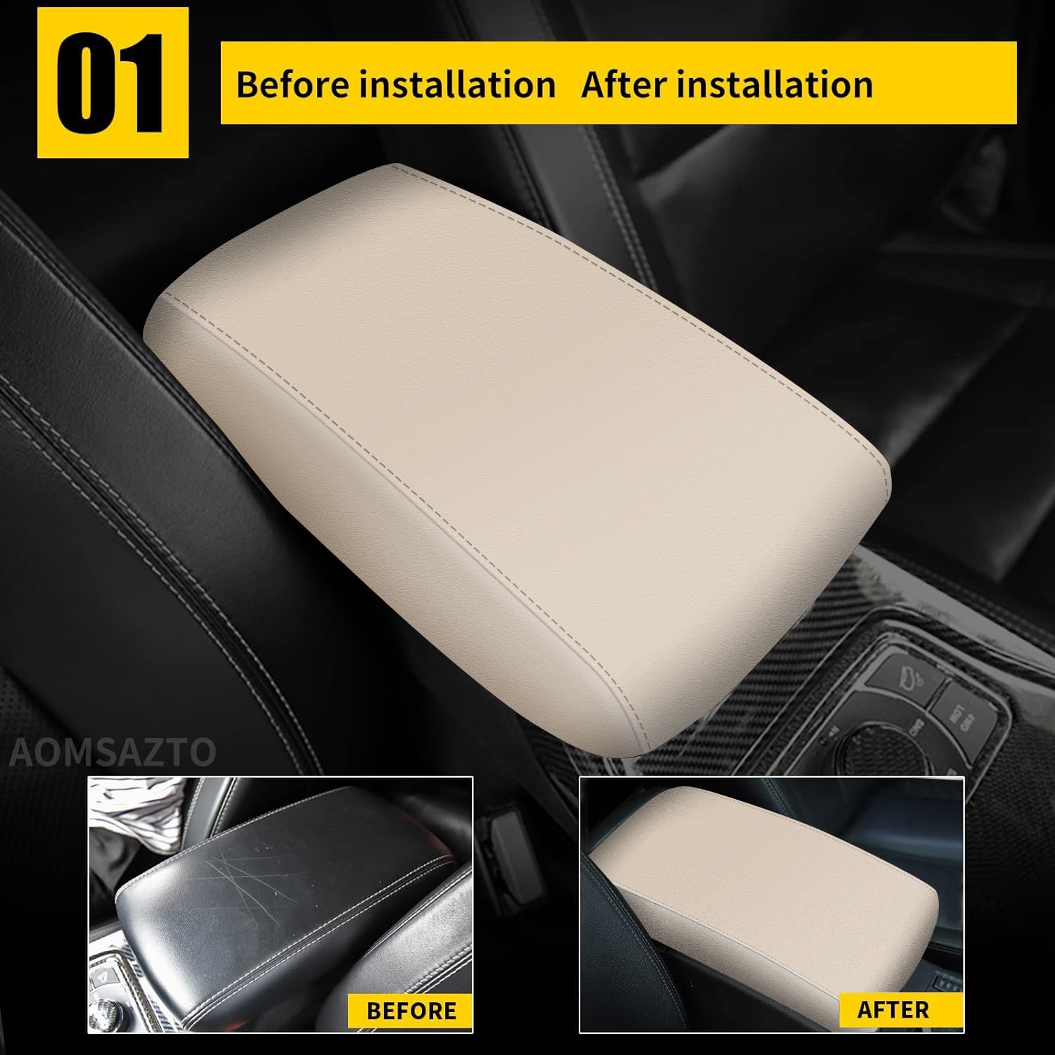 Aomsazto Armrest Covers For 2011-2021 Grand Cherokee Beige