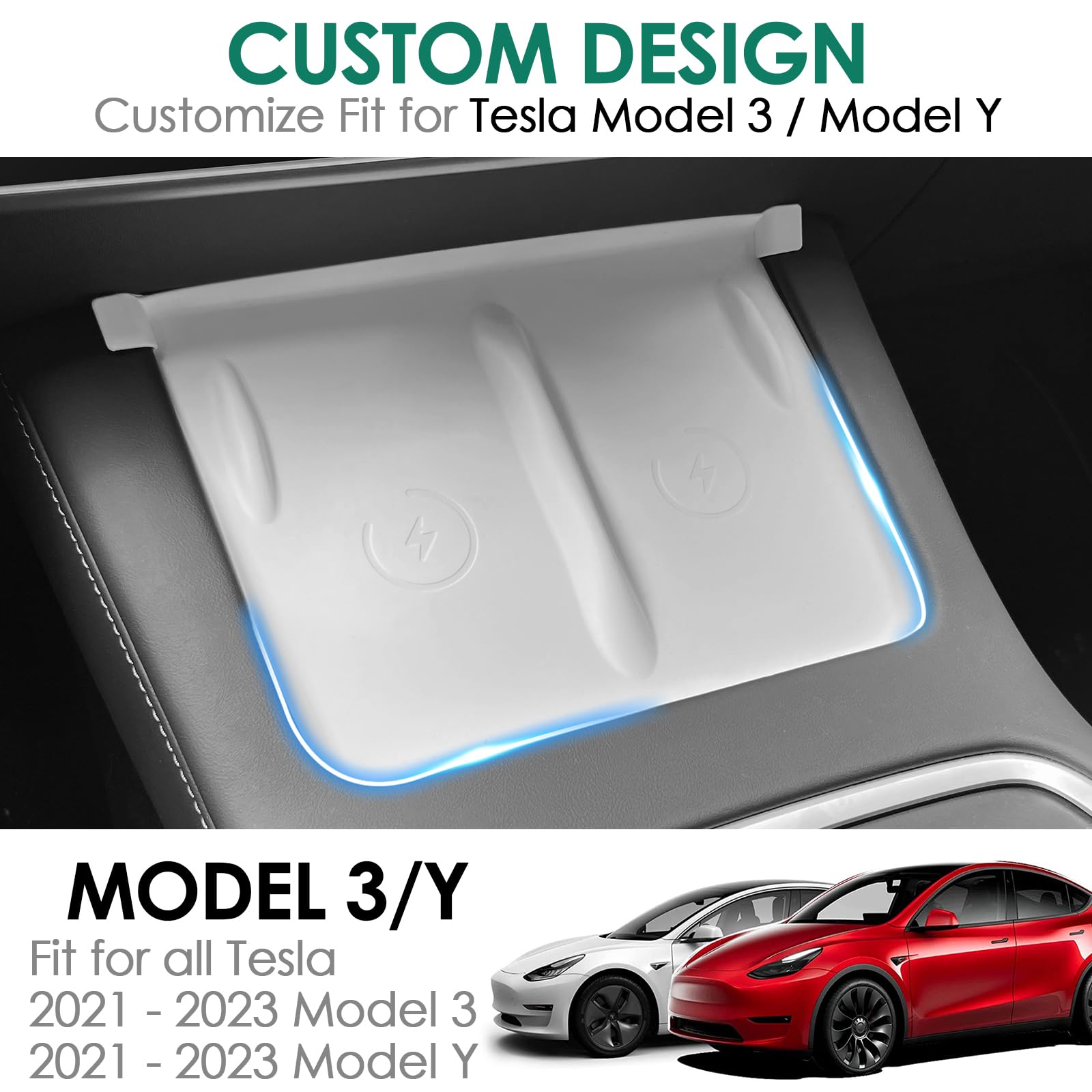 Onkentet Center Console Wireless Charging Silicone Mat Compatible With Tesla Model 3 Model Y 2023 2022 2021 Accessories Waterpro
