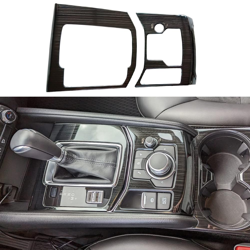 Aokio Interior Center Console Gear Shift Panel Cover Trim For Mazda Cx-5 Cx5 Accessories 2017 2018 2019 2020 2021 2022 2023 2024 2025 (Stainless Black)