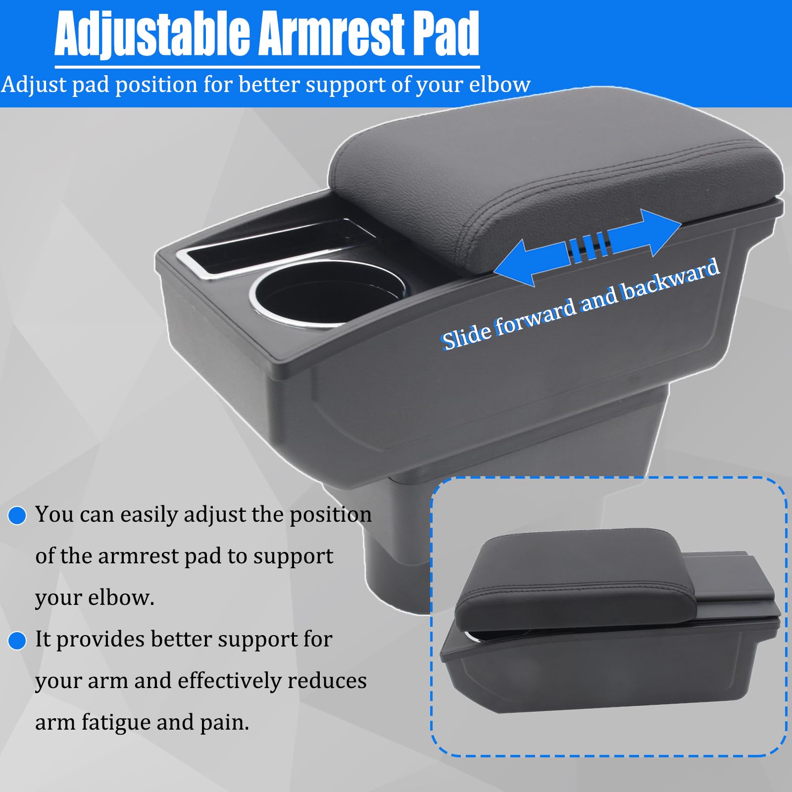 Car Armrest Box For Nissan Versa Tiida Latio 2007-2011 Auto Accessories Center Console Leather Arm Rest Double-Layer Storage Space With Cup Holder (Black Thread)