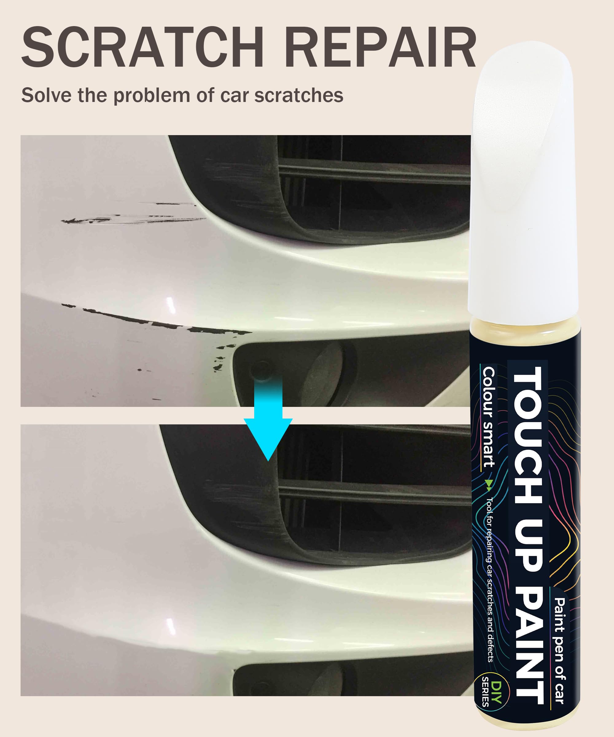 Bylikeho Touch Up Paint Pen - Erase Car Scratches Quickly & Easily (Pearl White)