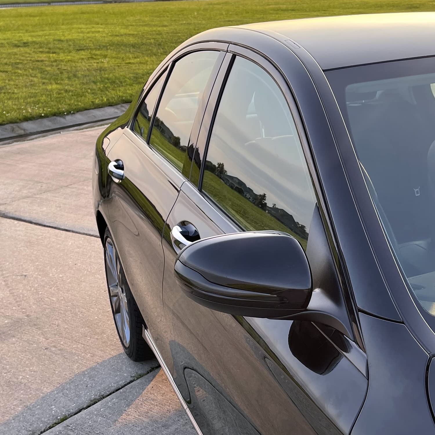 Slickmod Chrome Delete Blackout Vinyl Overlay For 2015-2021 Mercedes C Class Window Trim (Window Trim, Gloss Black)