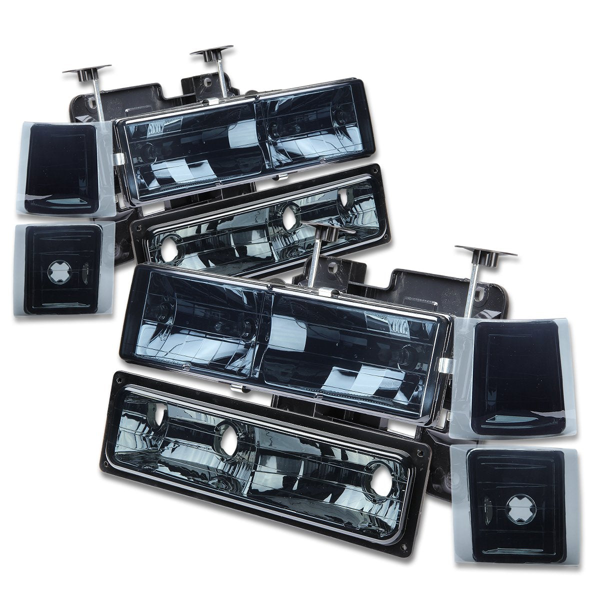Auto Dynasty Headlights Assembly Compatible With 1994-1998 Chevy C10 Silverado Tahoe Suburban C/K 1500 2500 3500 Blazer, 8Pcs Ha