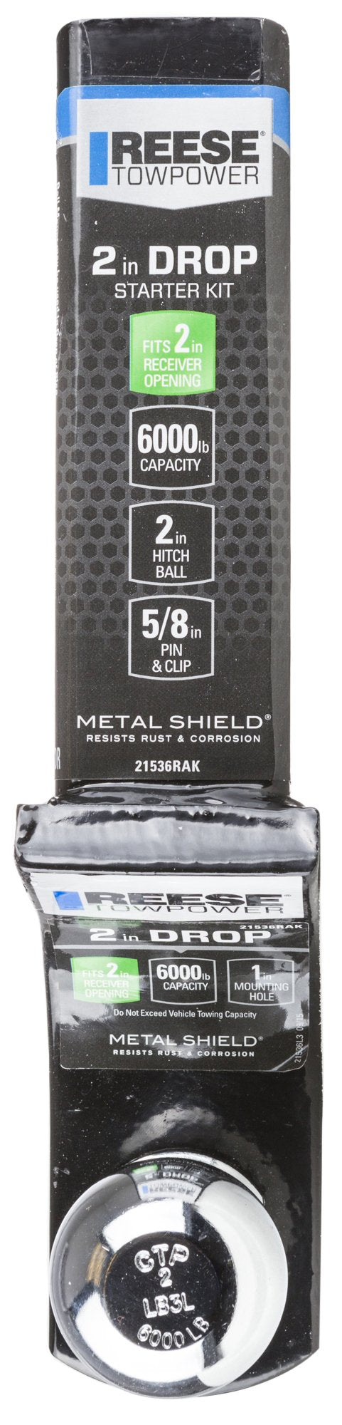 Trailer Hitch Ball Mount Starter Kit, Fits 2 Inch Square Receiver, 2 Inch Drop, 6,000 Lbs. Capacity, Includes 2 Inch Trailer Bal