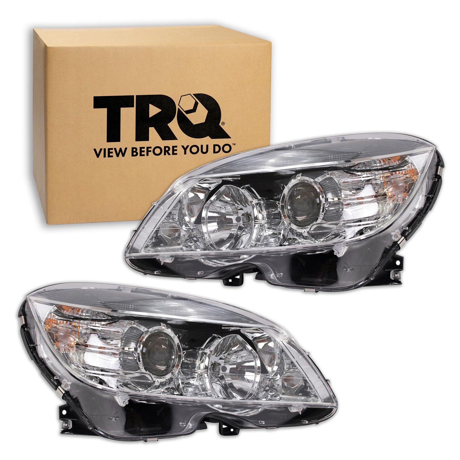Trq Driver & Passenger Side Headlight Assembly Set Headlights Driver & Passenger Side Compatible With 2008-2011 Mercedes-Benz C3