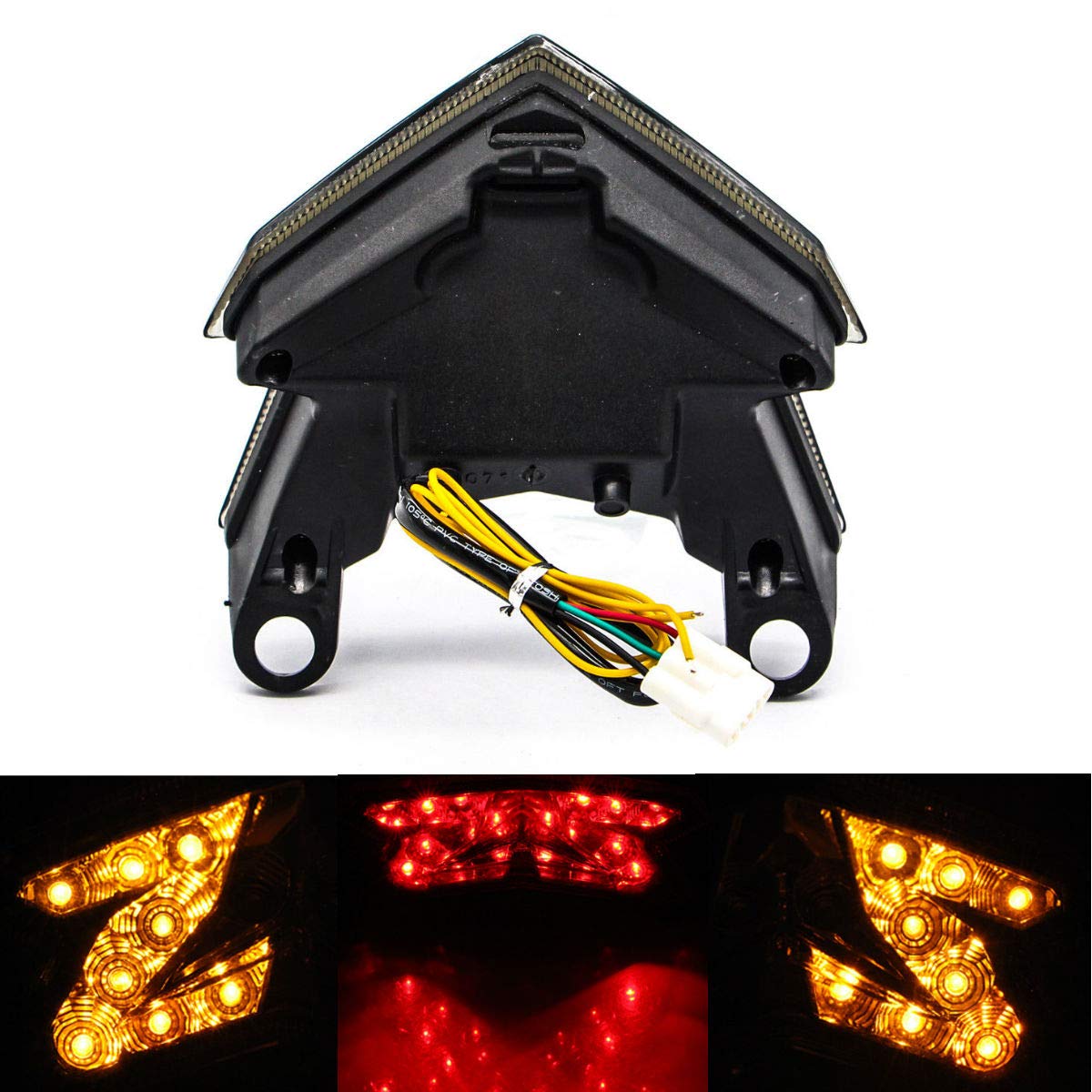 Mzs Motorcycle Tail Light, Led Turn Signal Blinker Integrated Smoke Compatible With Zx6R Zx-6R 2013-2018 | Z125 Pro 2017-2024 | Z800 2013-2017