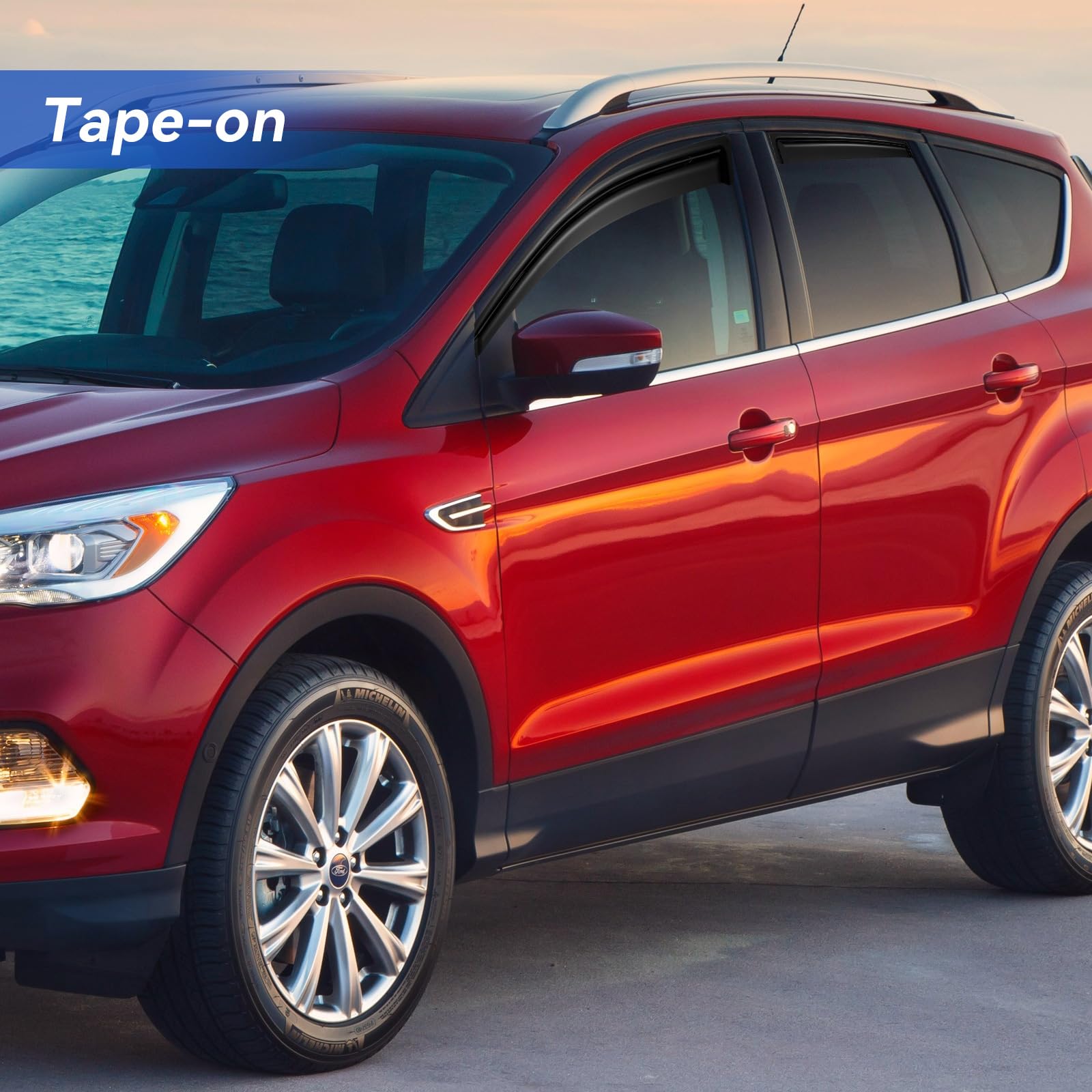 Window Visors Rain Guards Shield for 2013 2014 2015 2016 2017 2018 2019 Ford Escape, Out-Channel Window Vent Wind Deflectors Vis