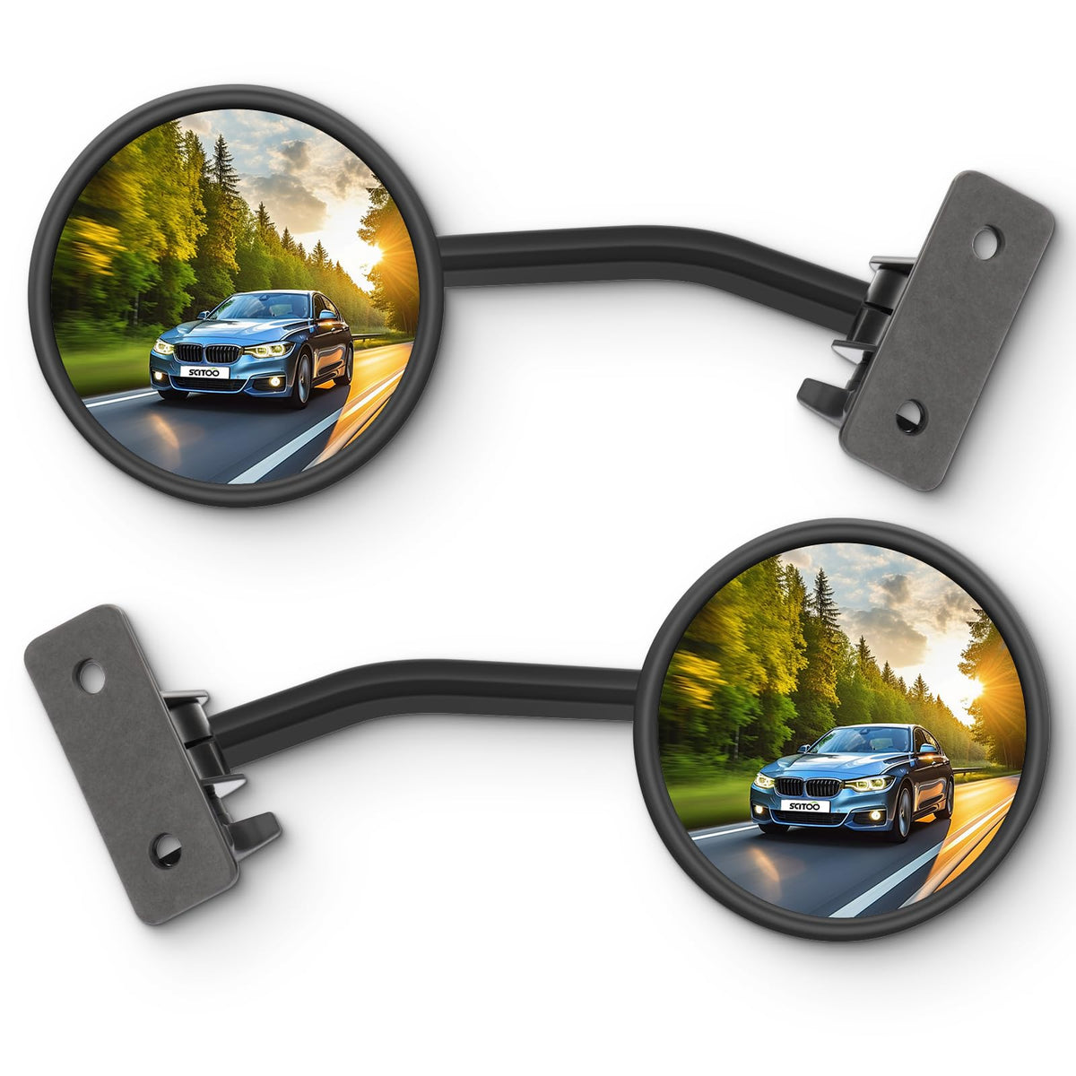 SCITOO Driver and Passenger Side View Mirrors Compatible with 1997-2017 For Jeep Wrangler JKU JK CJ YJ TJ Round Mirror Non-heate