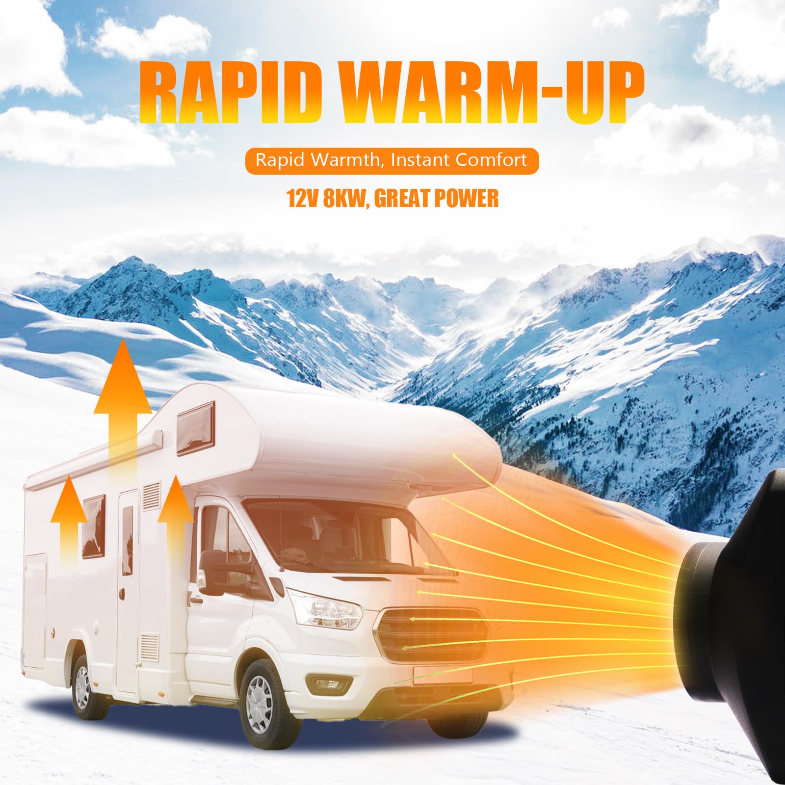 WAYSKA Diesel Heater 12V, 5L Tank, Diesel Heater 2KW, Muffler, Diesel Parking Heater with LCD Thermostat Monitor & Remote Contro