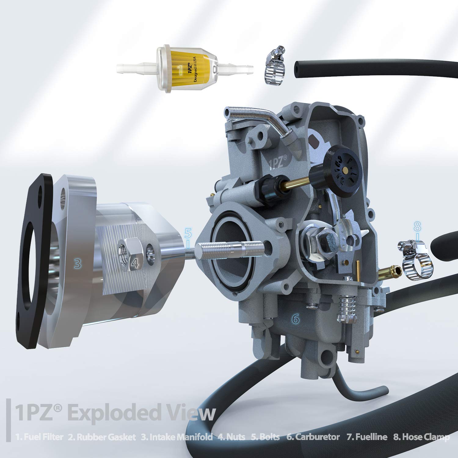 1PZ W35-IM1 Carburetor w/Upgrade Aluminum Intake Manifold Replacement for Yamaha Warrior 350 YFM350 X Wolverine YFM350FXG 1987-2