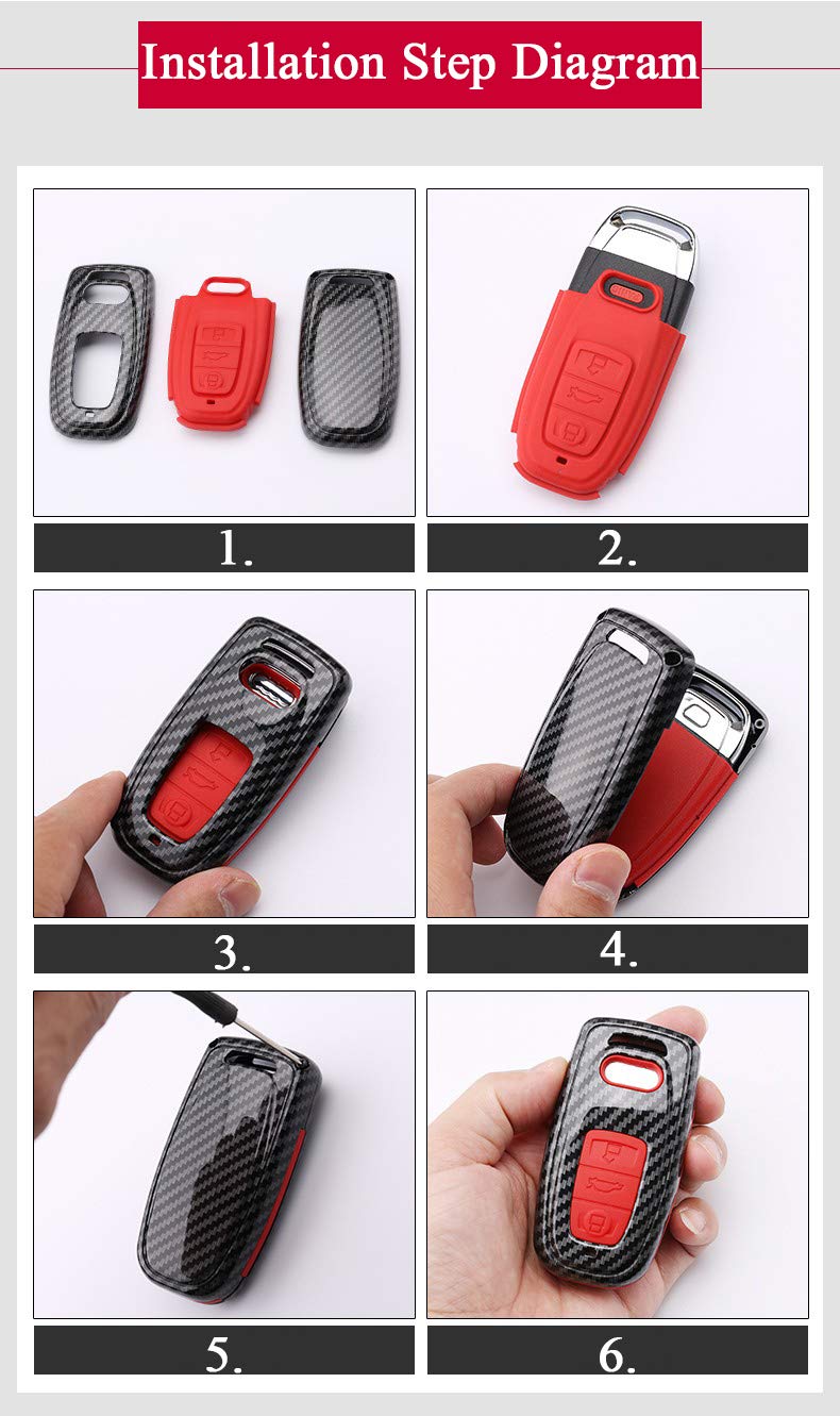 Sanrily 1Pcs Key Fob Cover Case For Bmw X1 X3 X5 X6 5 Series 2018 7 Series 2017 Up 2 Series 6 Series Gt Carbon Fiber Abs Silicone Keyless Remote Key Fob Protector With Keychain Black