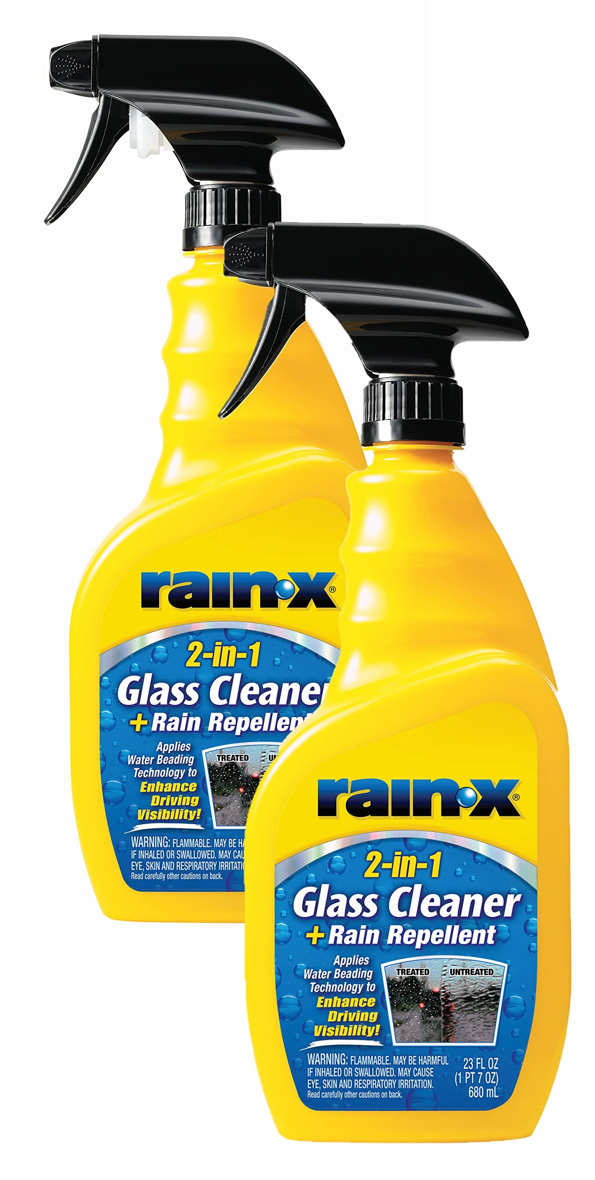 Rain-X 5071268-2 2-In-1 Glass Cleaner And Rain Repellant, 23 Oz. (Pack Of 2) - Provides A Streak-Free Clean For Automotive Glass